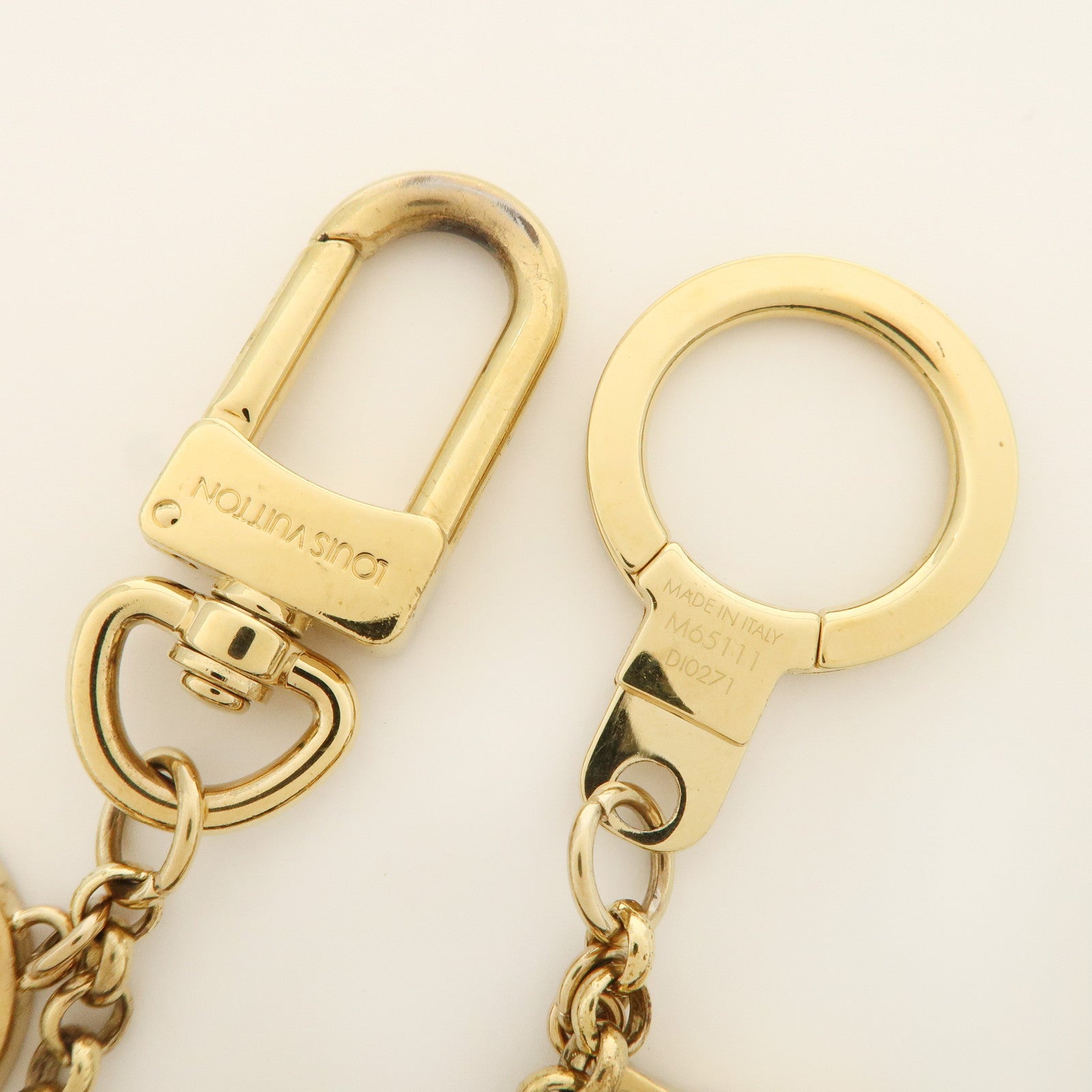 Louis Vuitton Fleur de Monogram Bag Charm Key Chain Gold M65111