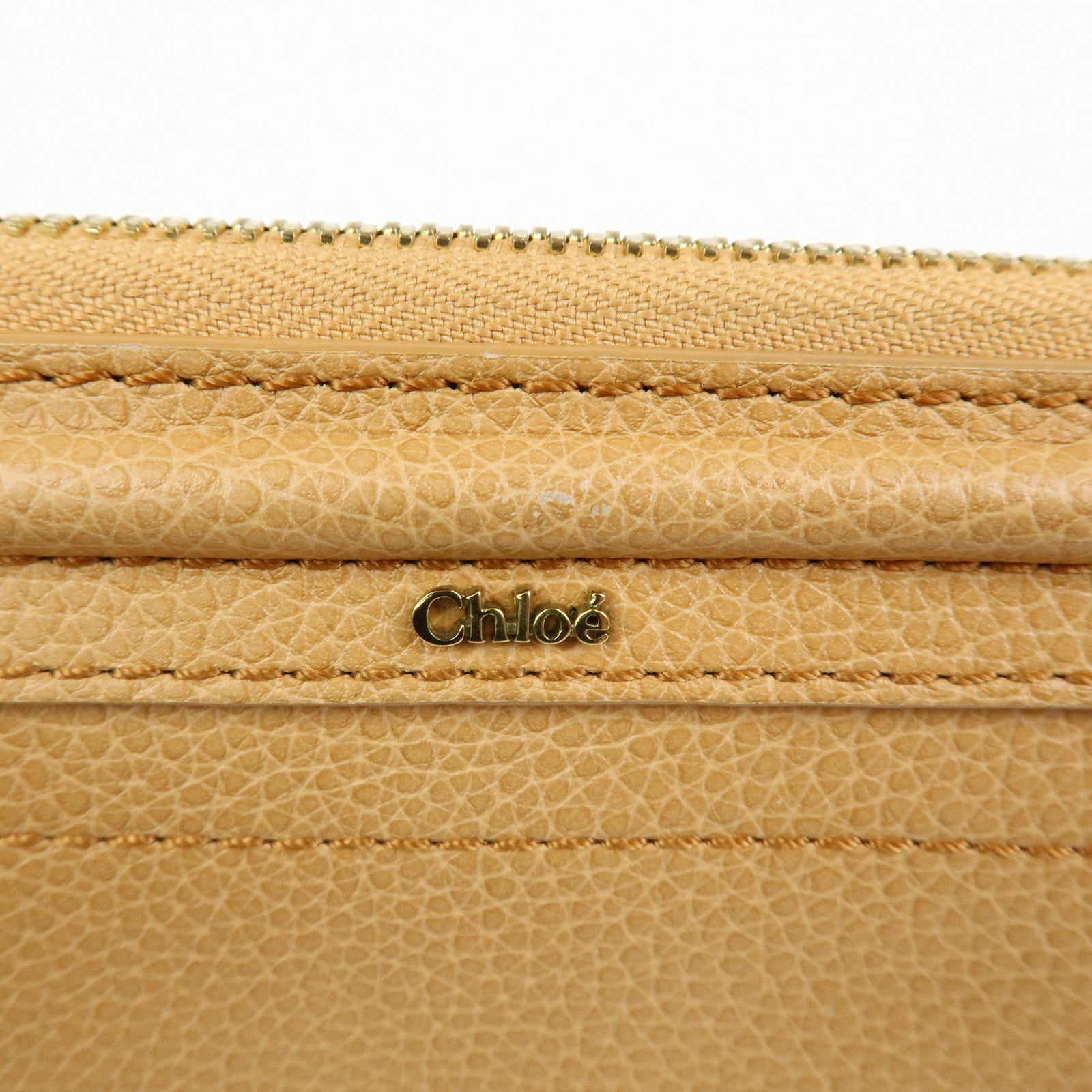 Chloe Paraty Leather Round Zippy Long Wallet Light Brown