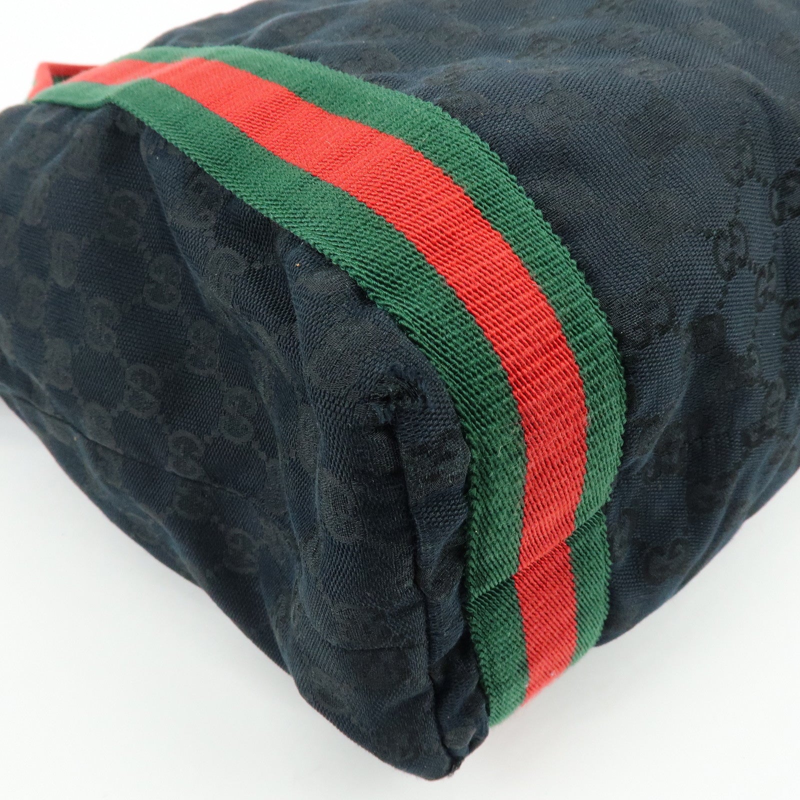 GUCCI Sherry GG Canvas Leather Tote Bag Shoulder Bag Black