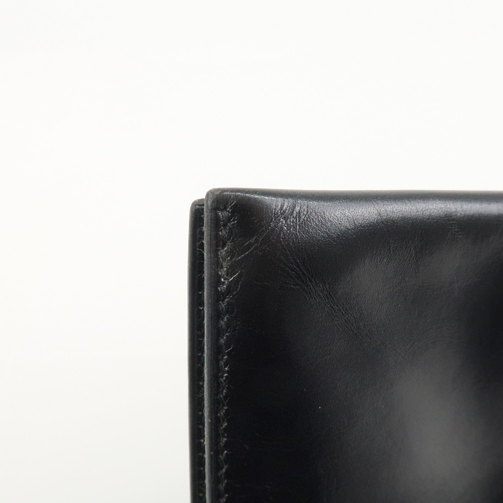 HERMES Bearn Classic Box Calf □E Stamped Bi-Fold Long Wallet Black