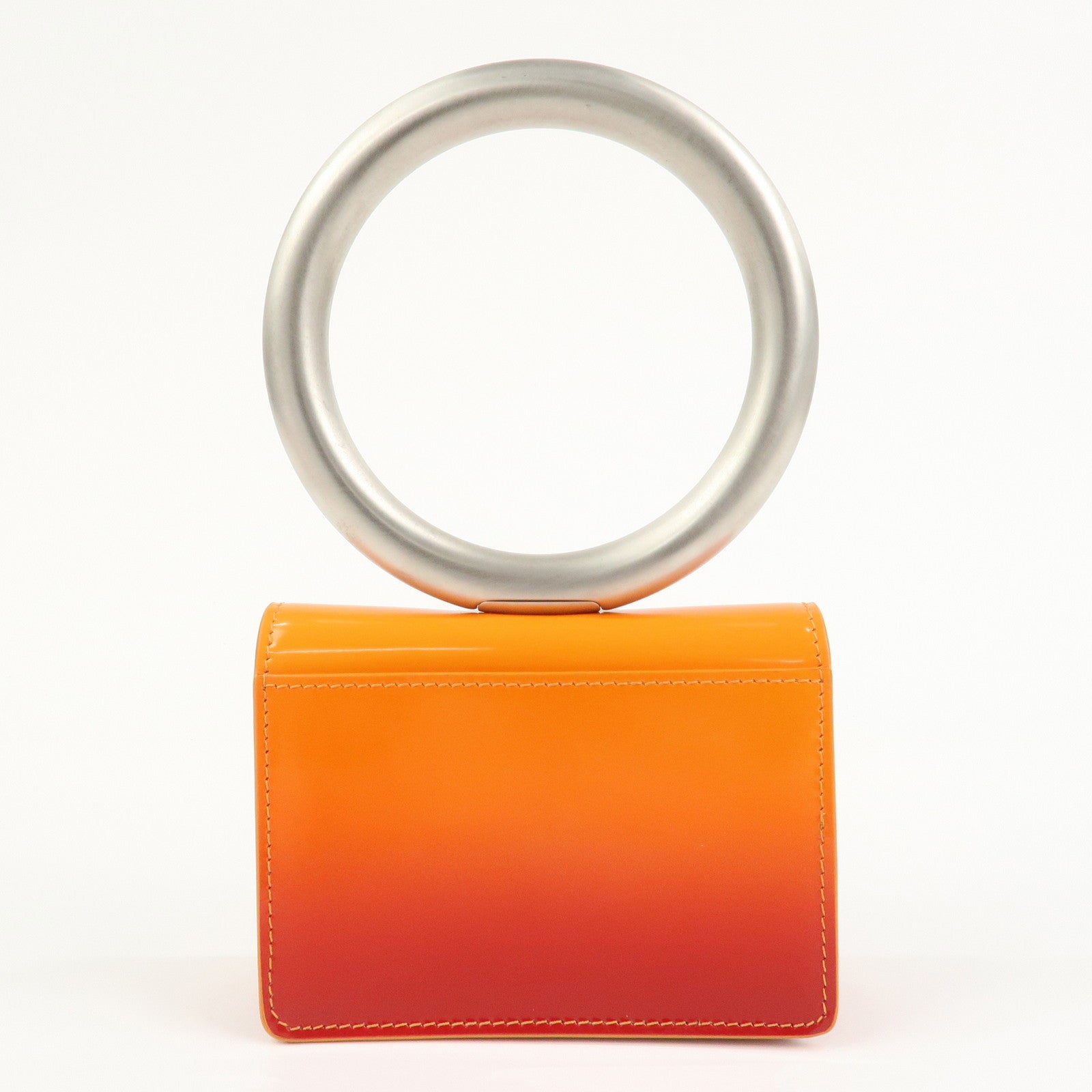 Ferragamo Patent Leather Hand Bag Orange