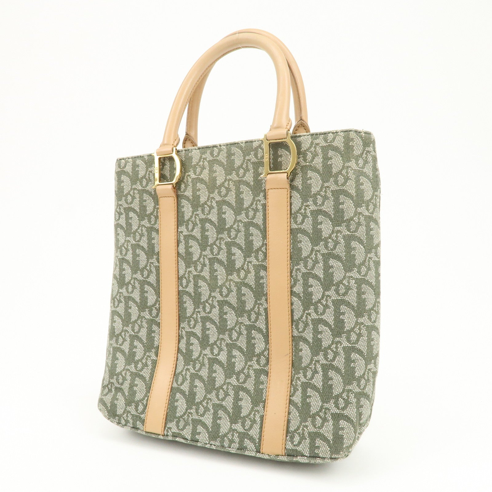 Christian Dior Trotter CH Jacquard Canvas Tote Bag Hand Bag Green