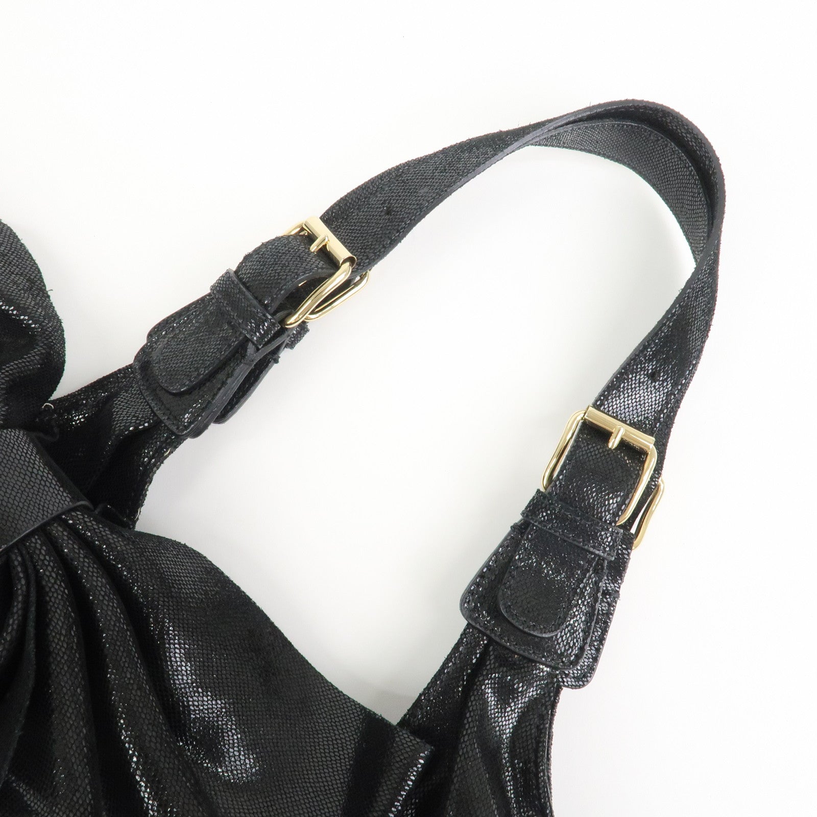 VALENTINO RED Valentino Leather Ribbon Tote Bag Shoulder Bag Black