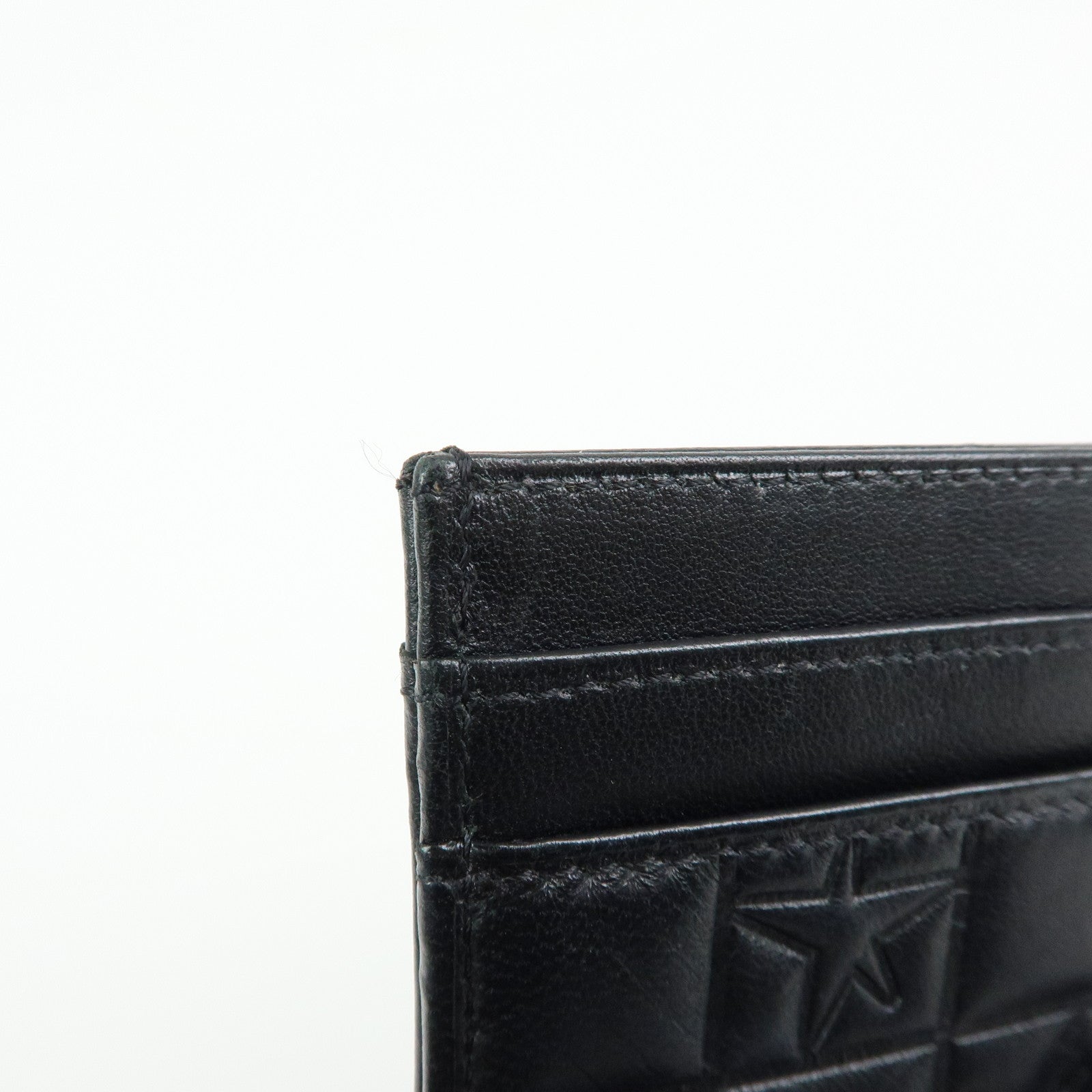 CHANEL Icon Line Lamb Skin Card Case Fragment Case Black A24211