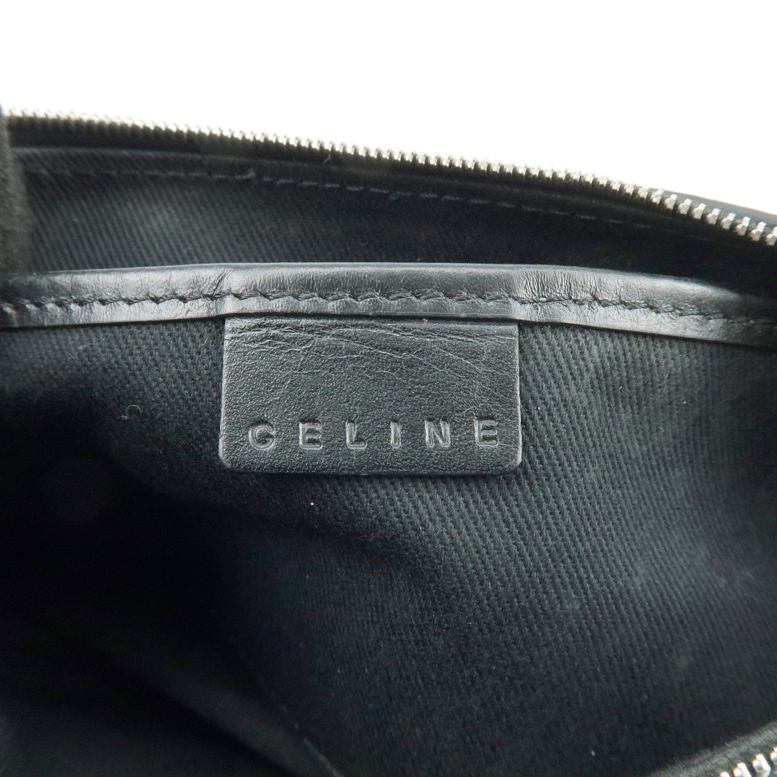 CELINE C Macadam Leather Shoulder Hand Bag Accessory Pouch Black