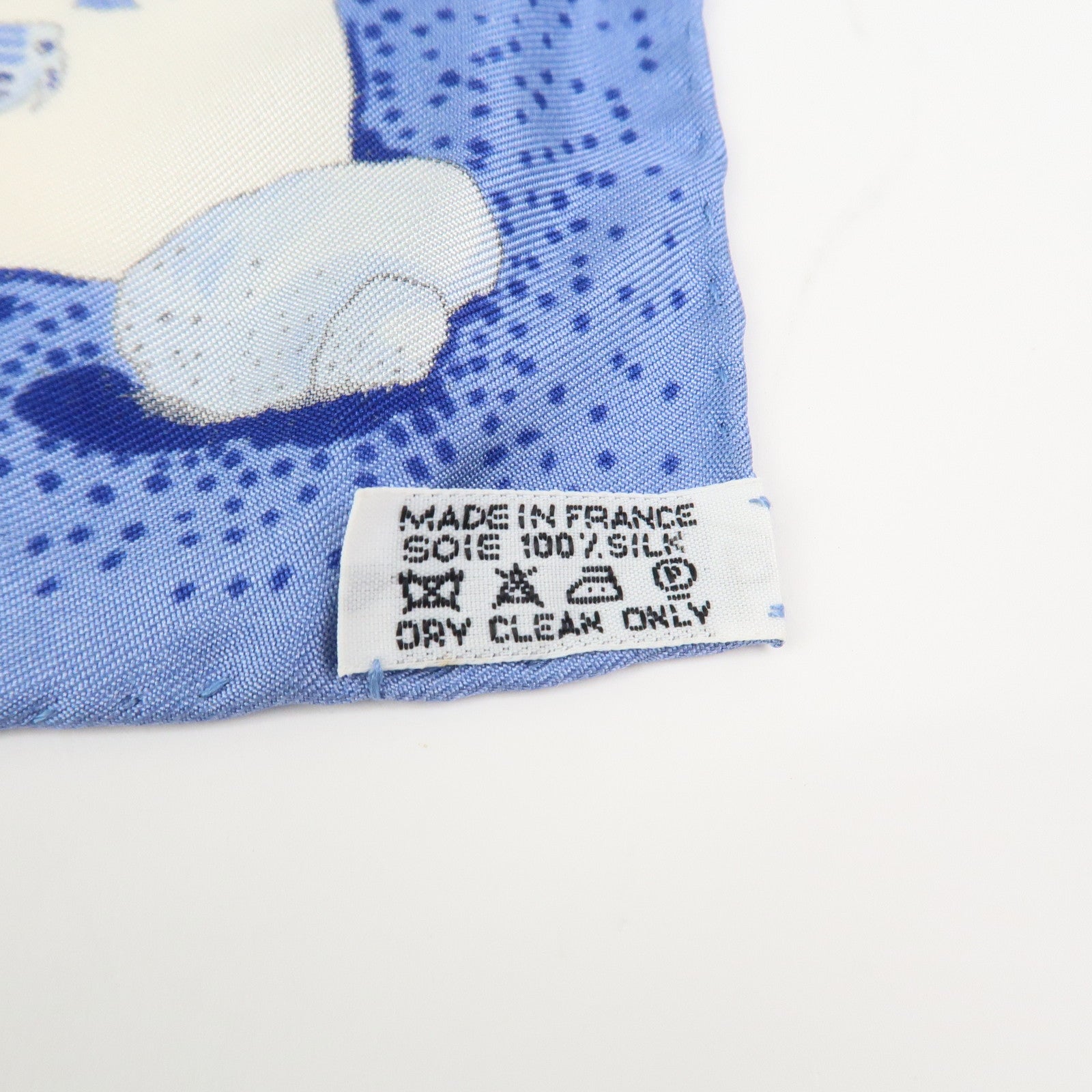 HERMES Carre 40 Silk 100% Mini Scarf Blue