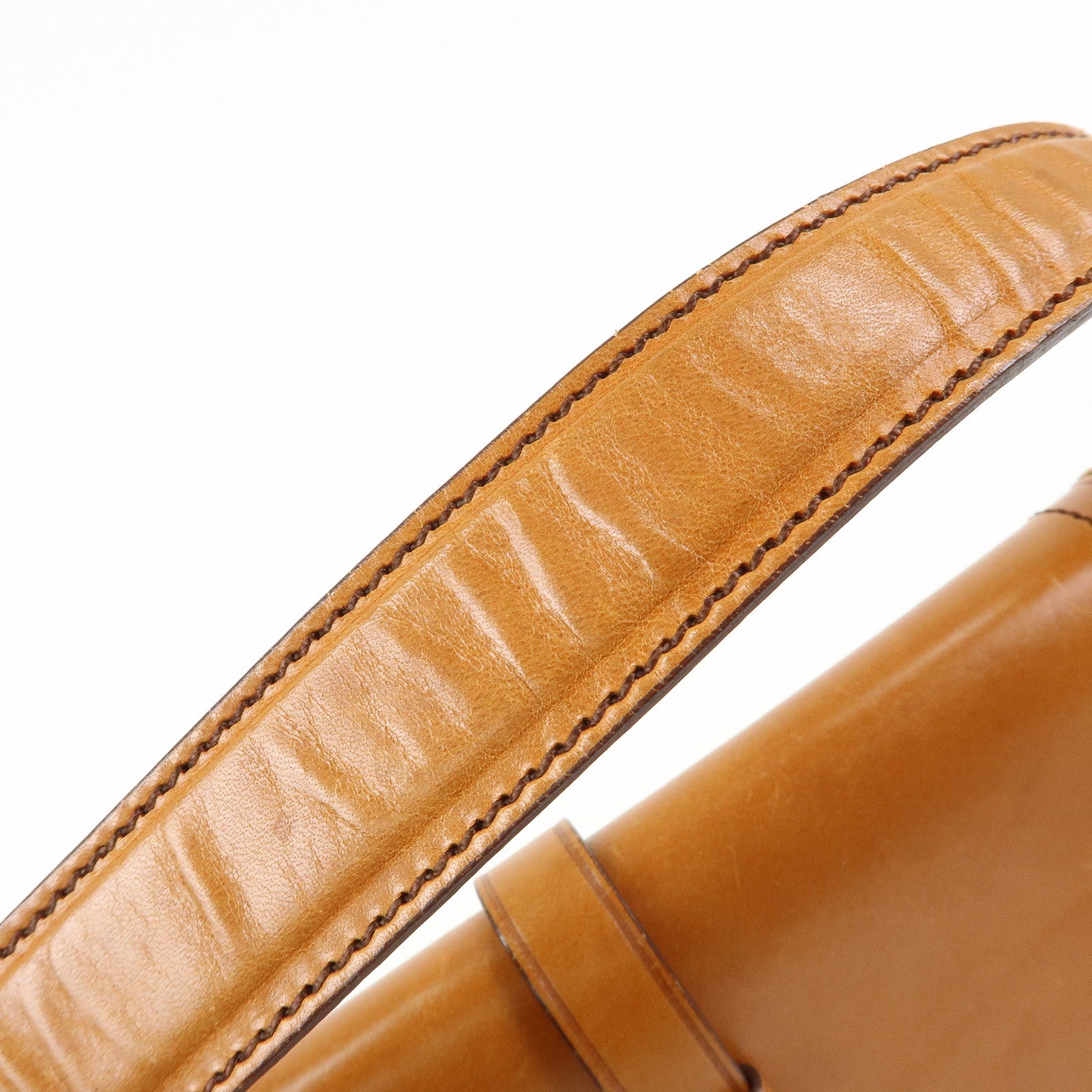 PRADA Logo Leather Shoulder Bag Hand Bag Brown