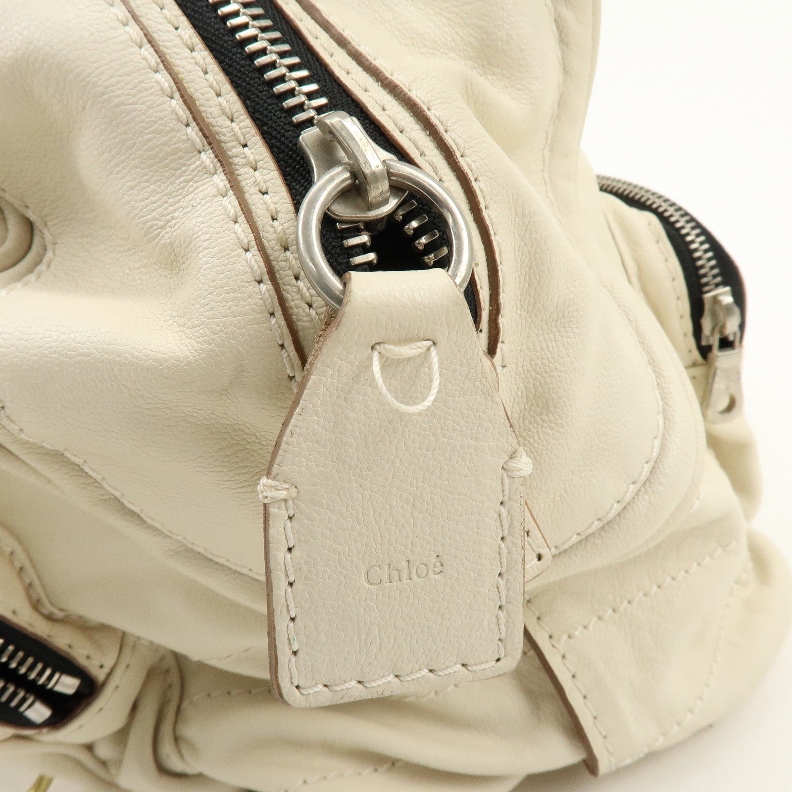Chloe Betty Leather Shoulder Bag Satchel Bag Ivory