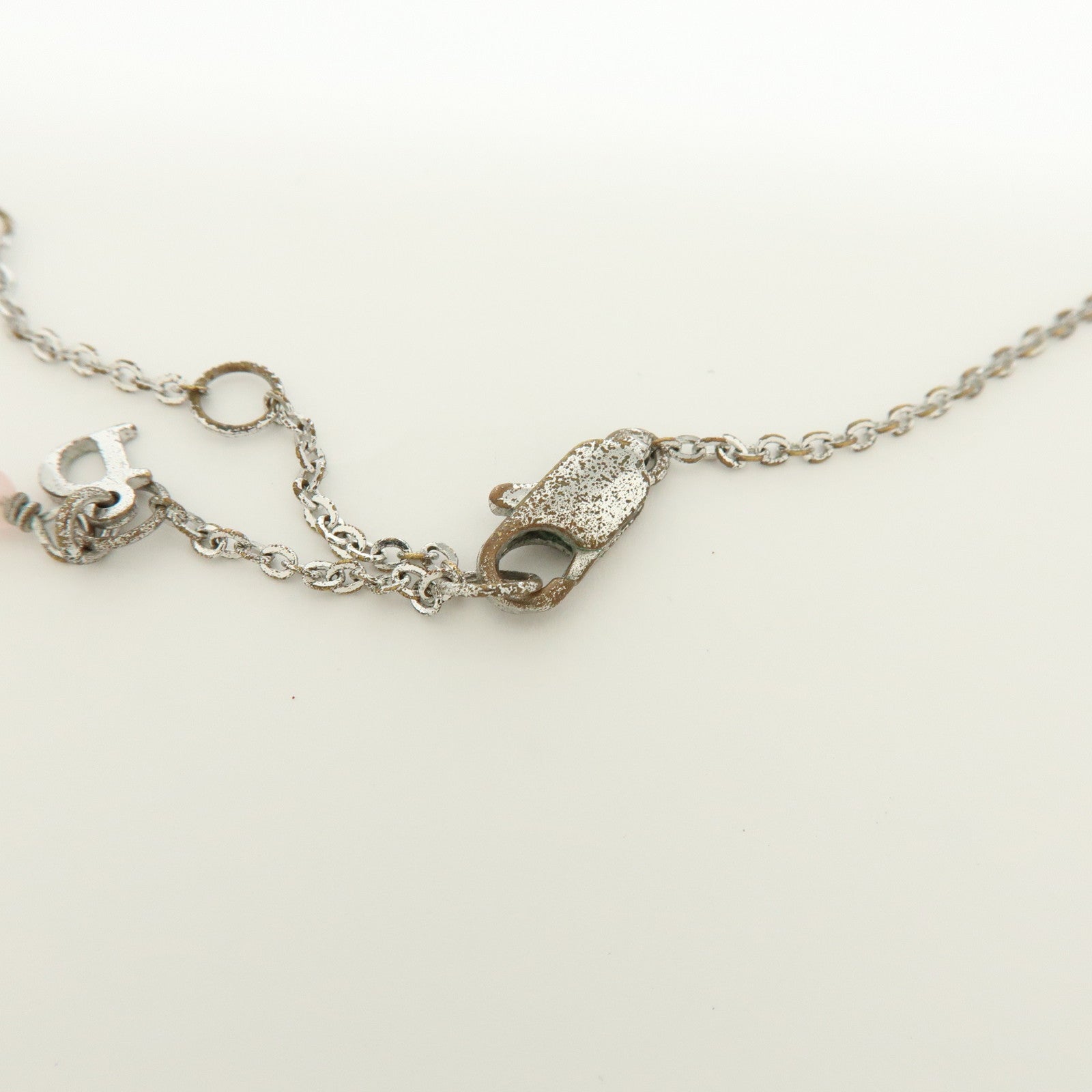 Christian Dior Logo Metal Necklace Heart Motif
