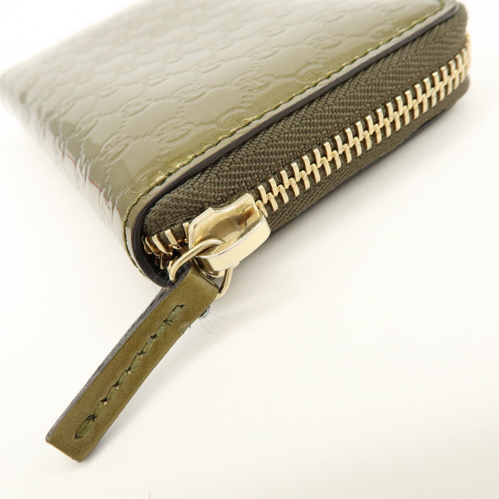 GUCCI Microguccissima Leather Round Zippy Coin Case Khaki 255452