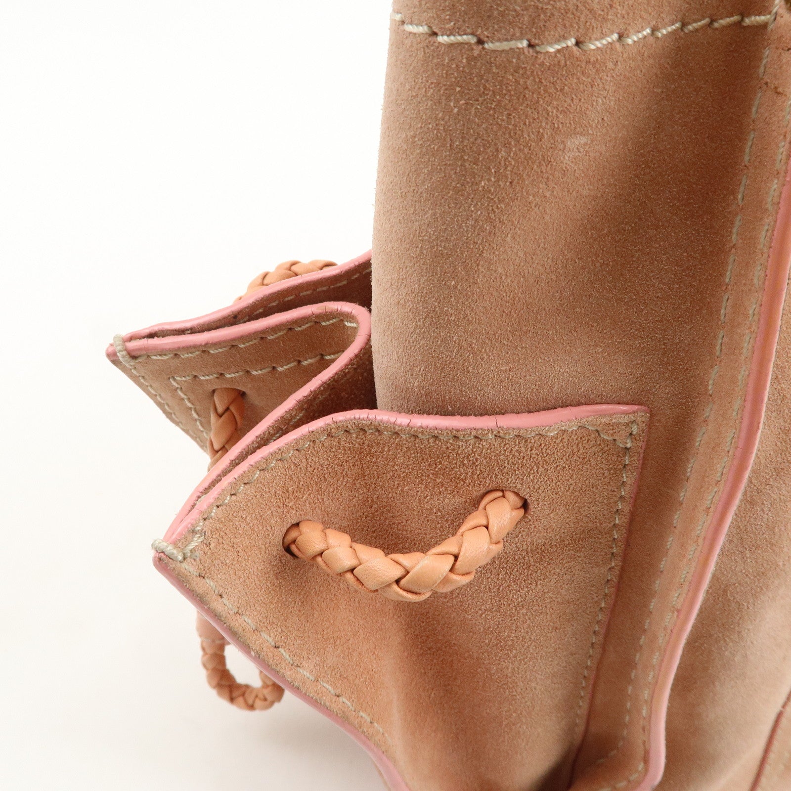 LOEWE Logo Suede Leather Tote Bag Shoulder Bag Pink