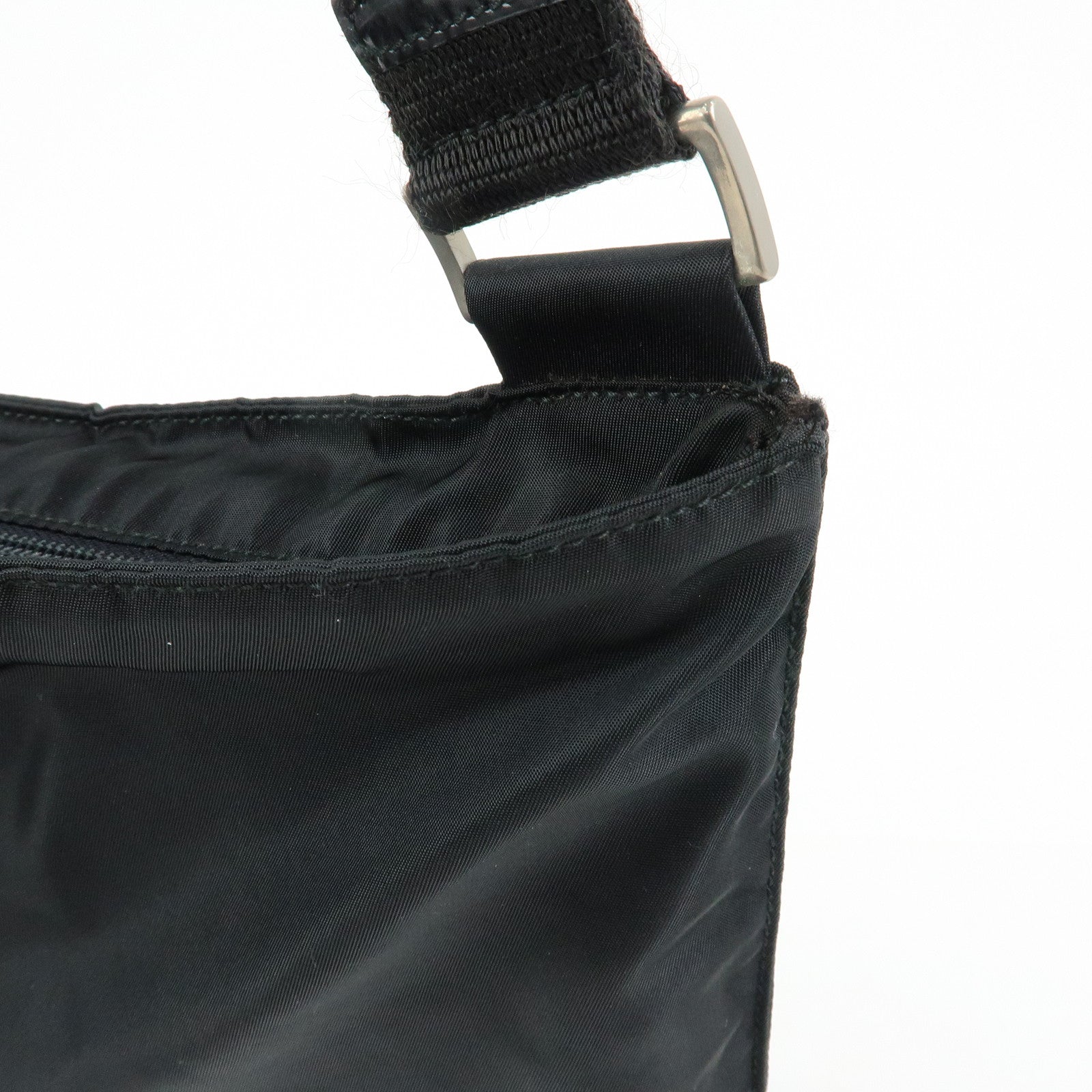 PRADA Triangle Logo Nylon Shoulder Bag Crossbody Bag Black BT0420