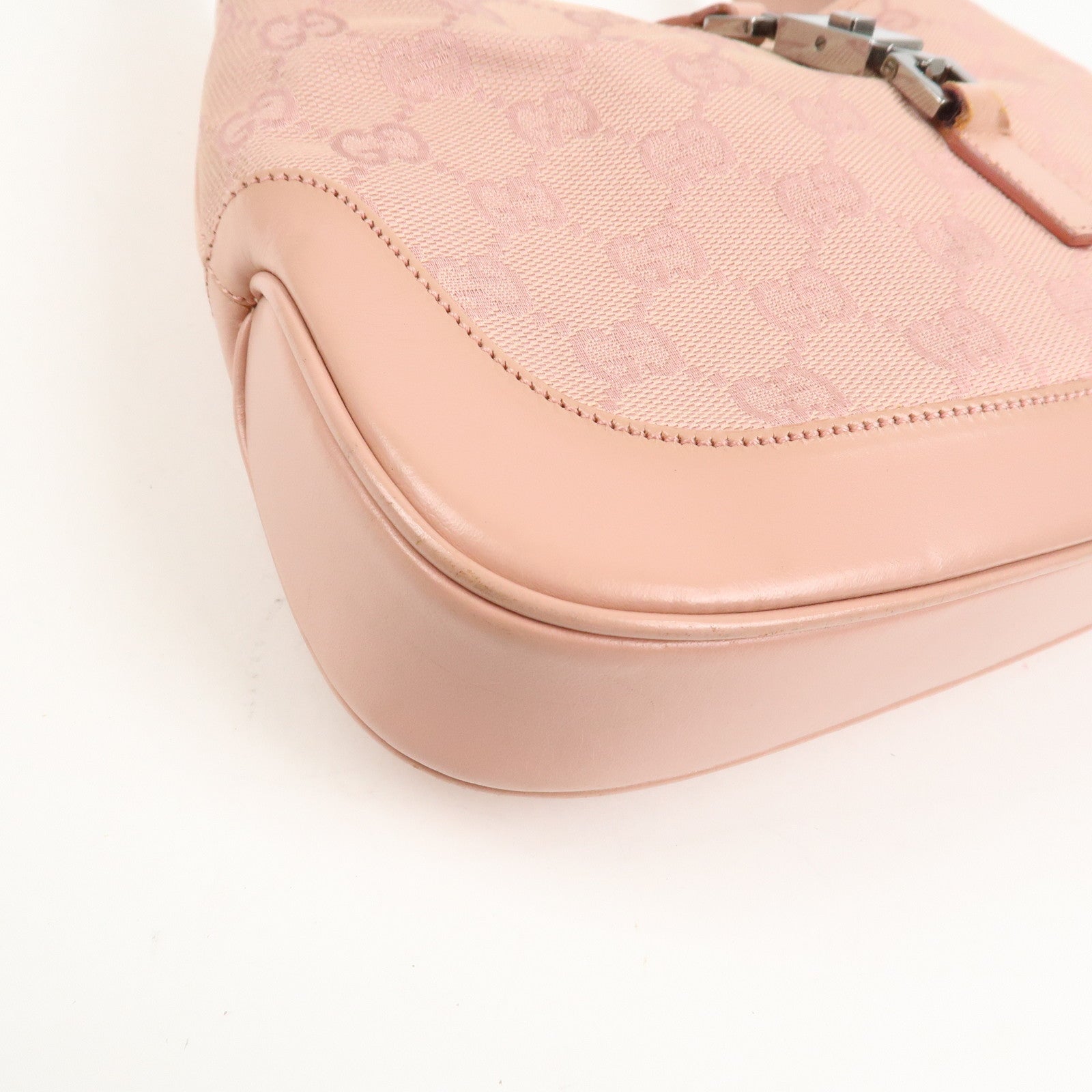 GUCCI Jackie Canvas Leather Shoulder Hand Bag Pink 001.3735