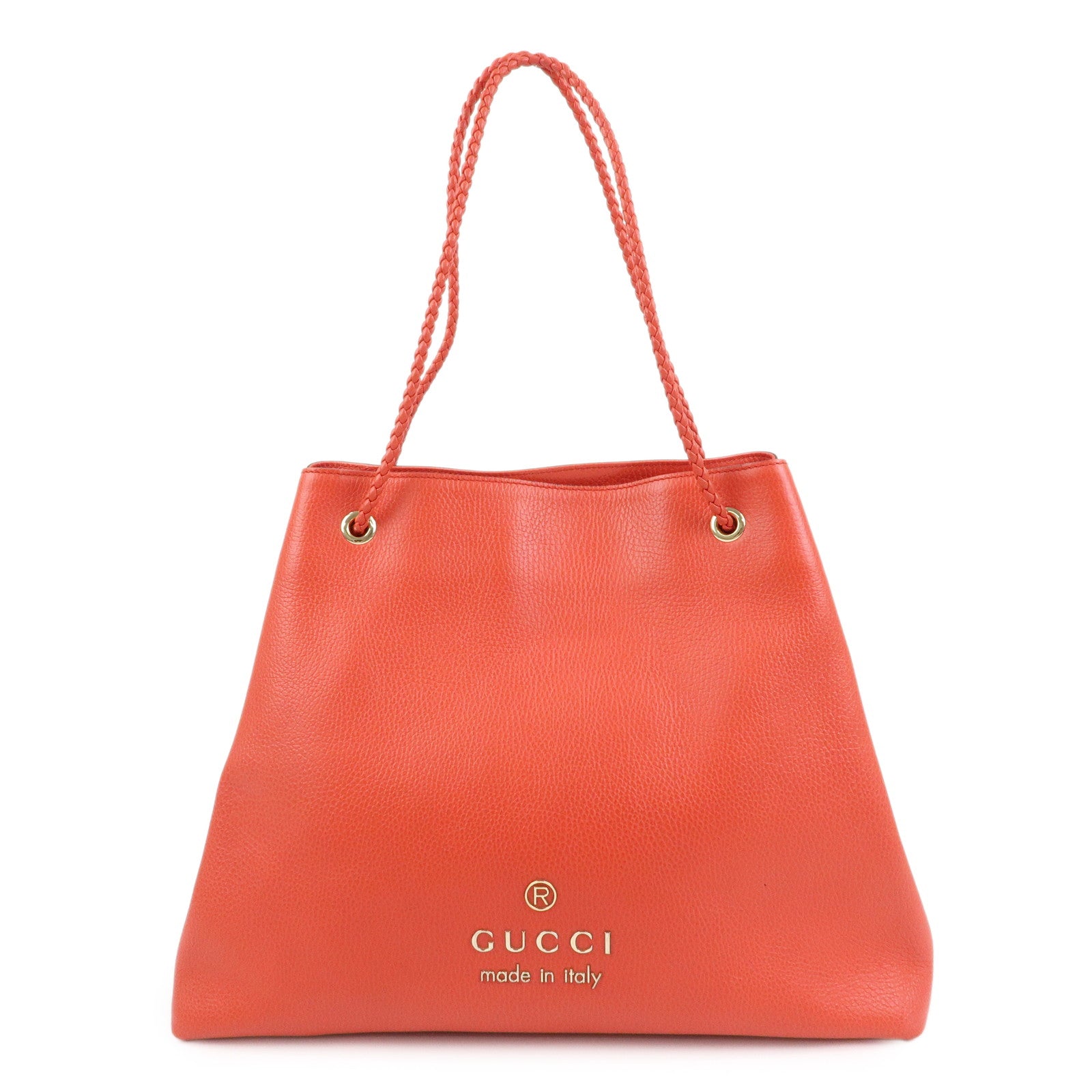 GUCCI Logo Leather Tote Bag Shoulder Bag Hand Bag Red 380118