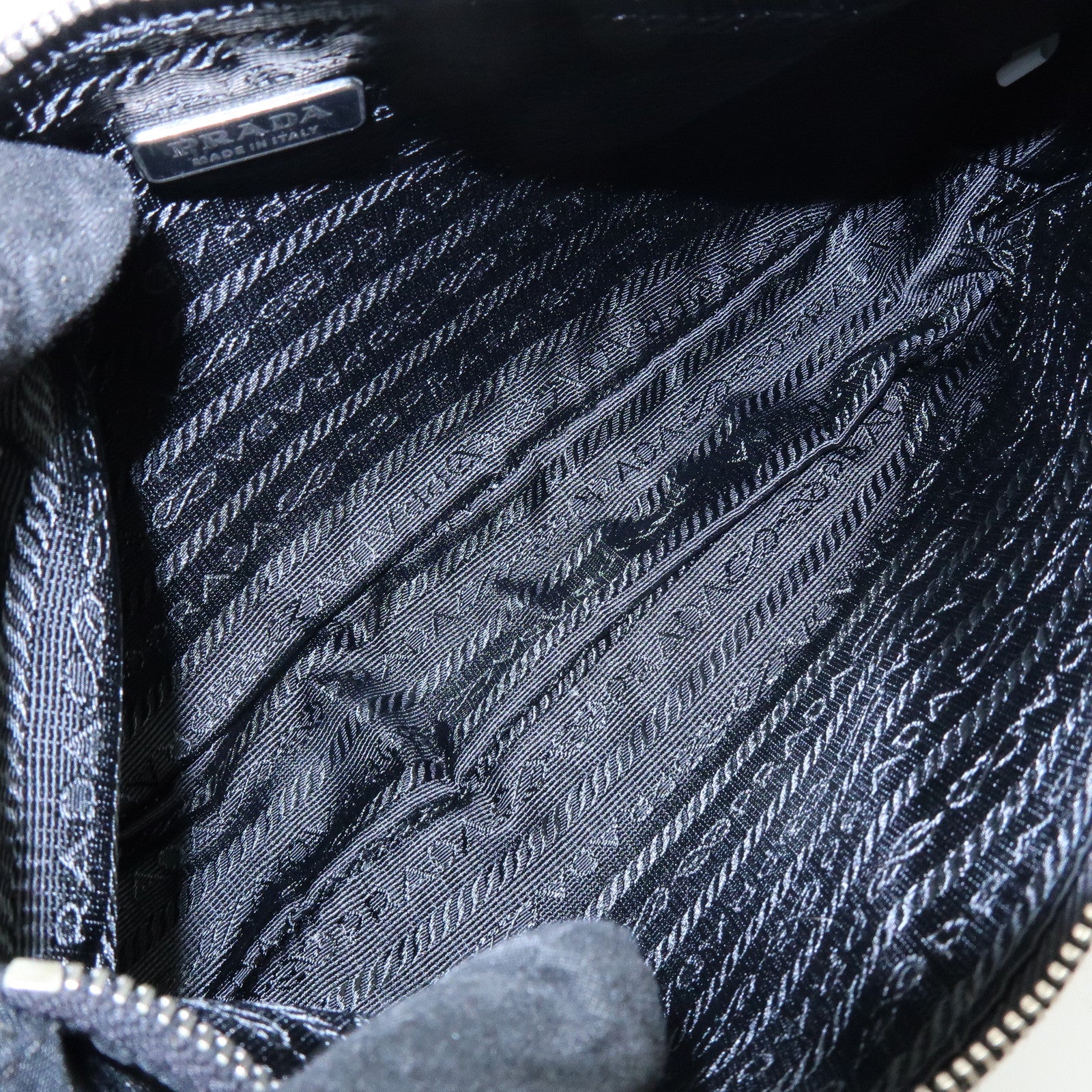 PRADA Triangle Logo Leather Shoulder Bag Hand Bag Black