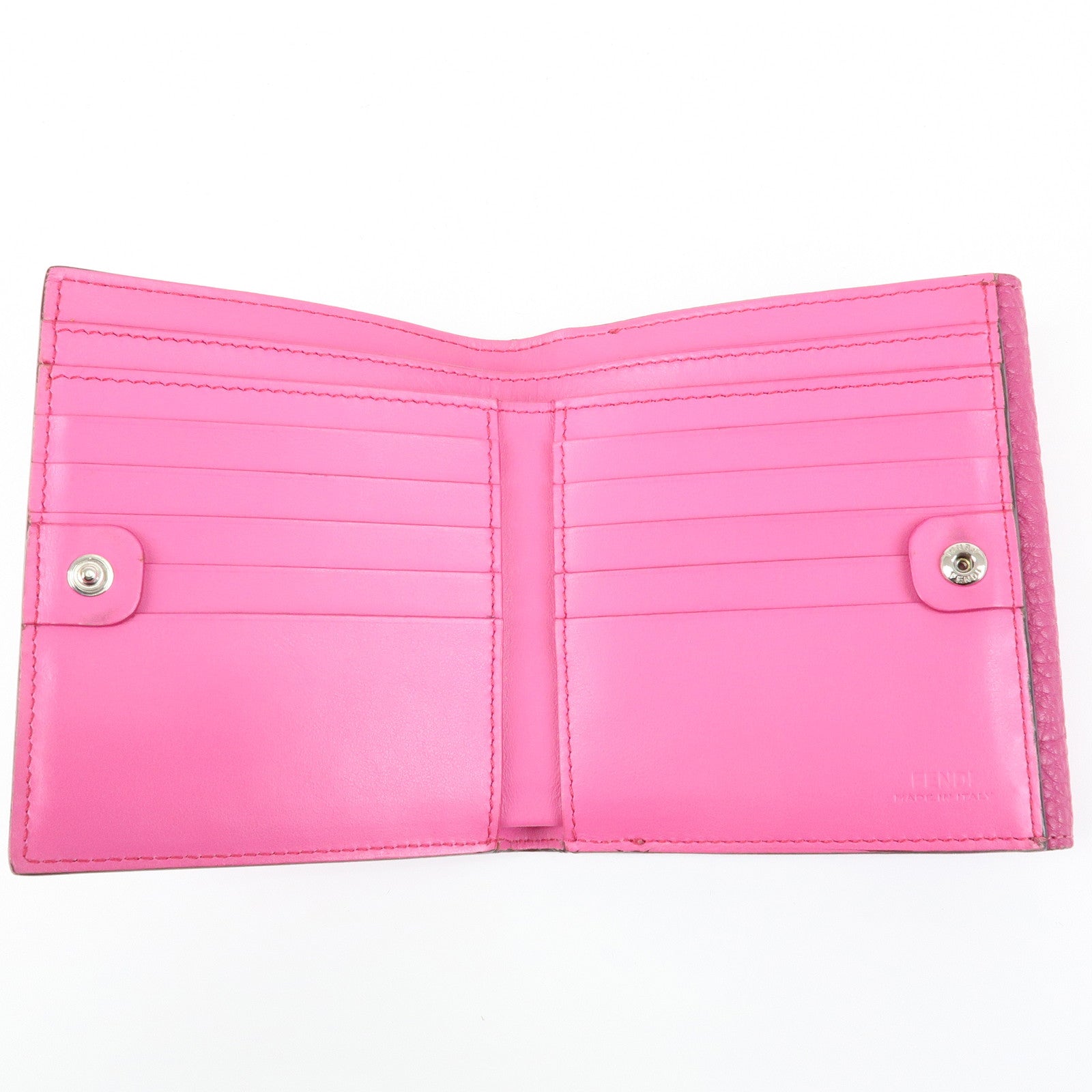 FENDI Peekaboo Leather Bi-fold Compact Wallet Pink 8M0438