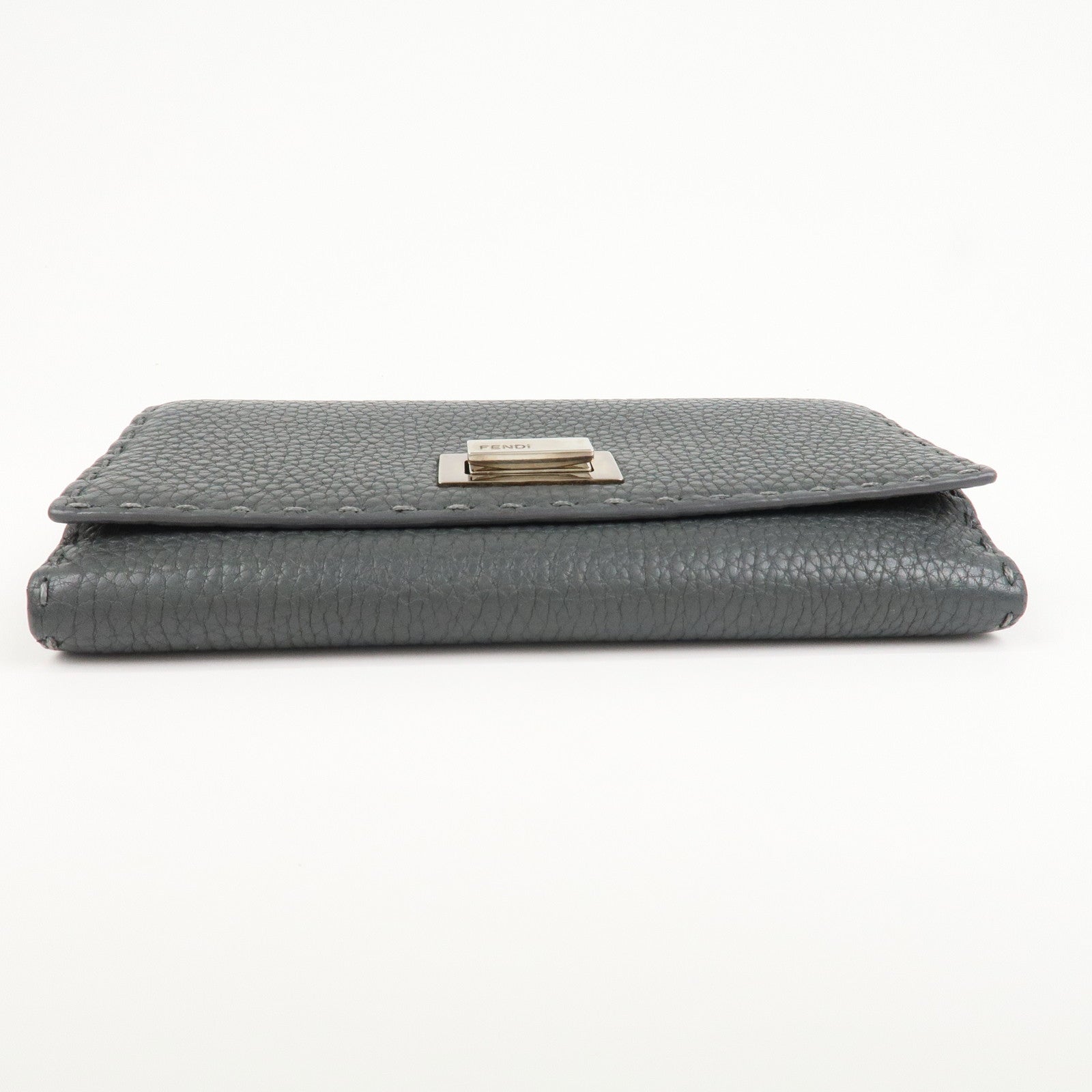 FENDI Seleria Leather Peekaboo Long Wallet Gray 8M0308