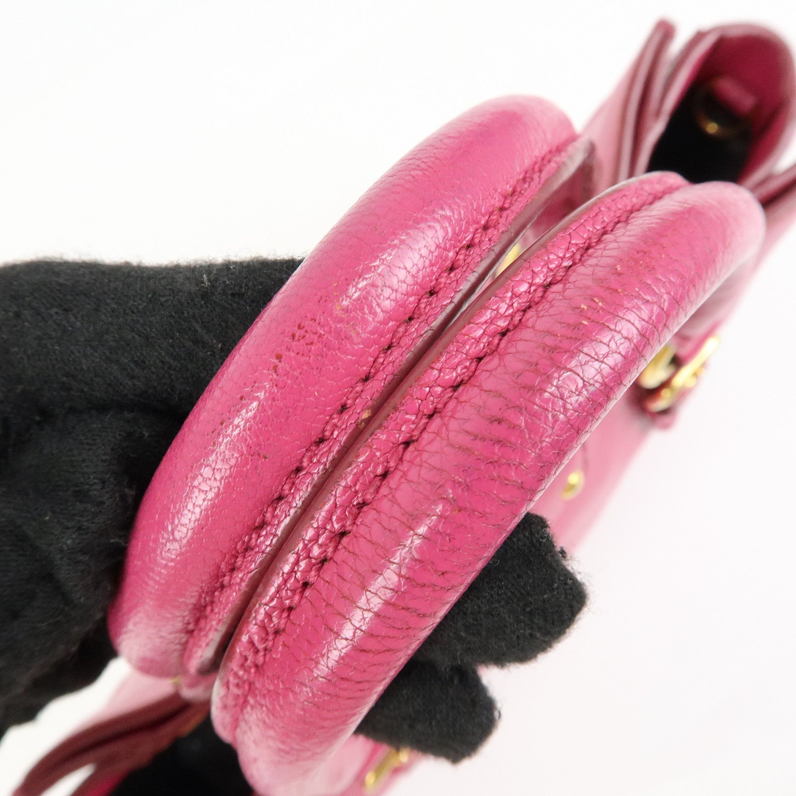 MIU MIU Madras Leather 2Way Bag Hand Bag Shoulder Bag Pink