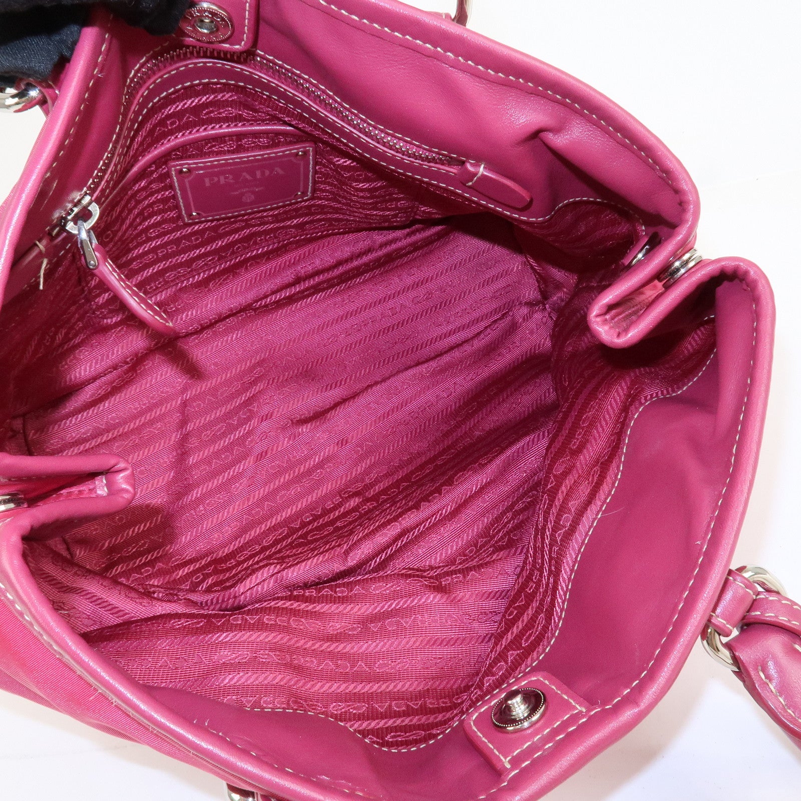 PRADA Logo Nylon Leather 2Way Bag Tote Bag Shoulder Bag Pink BN1841