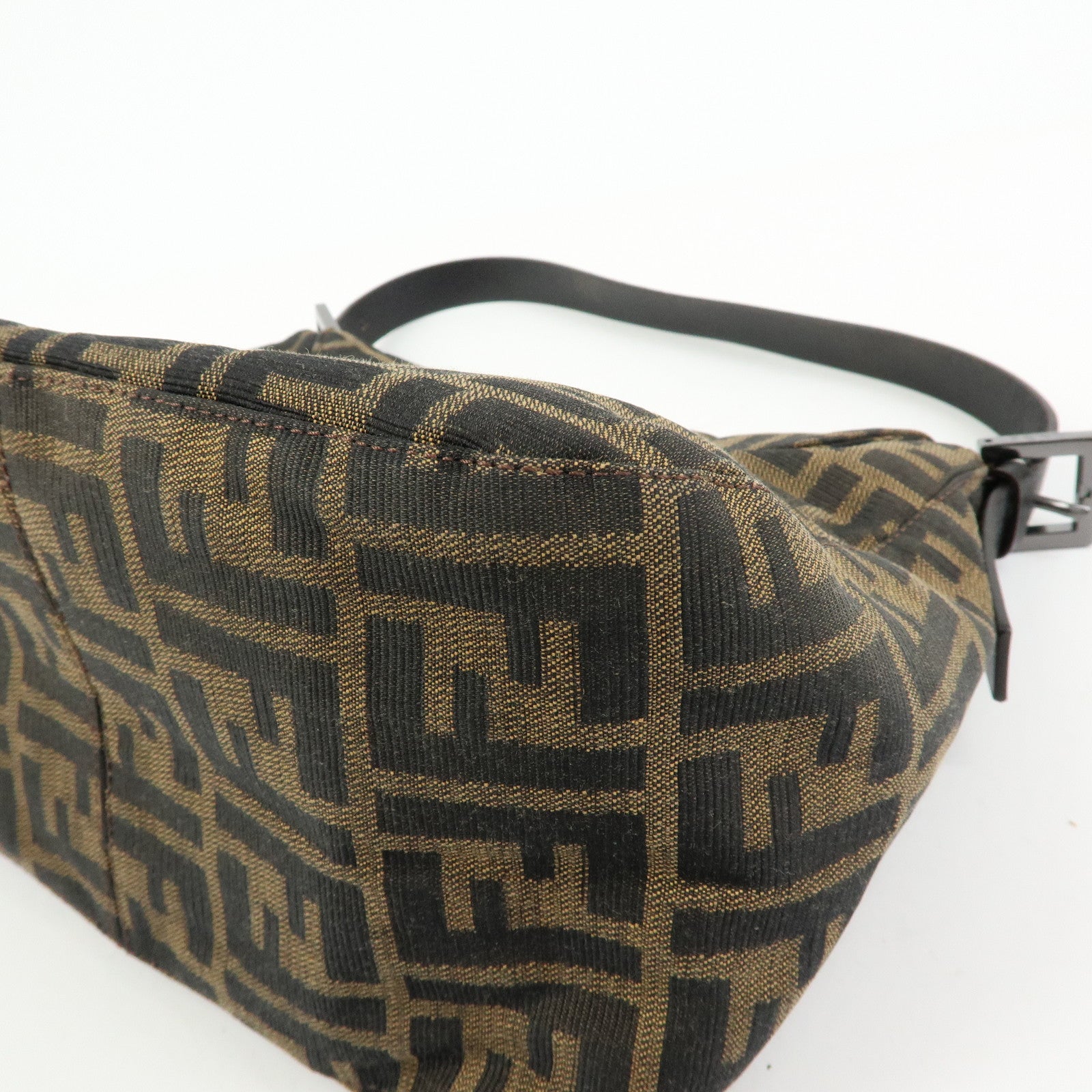 FENDI Zucca Mamma Baguette Canvas Leather Shoulder Bag 8BR004