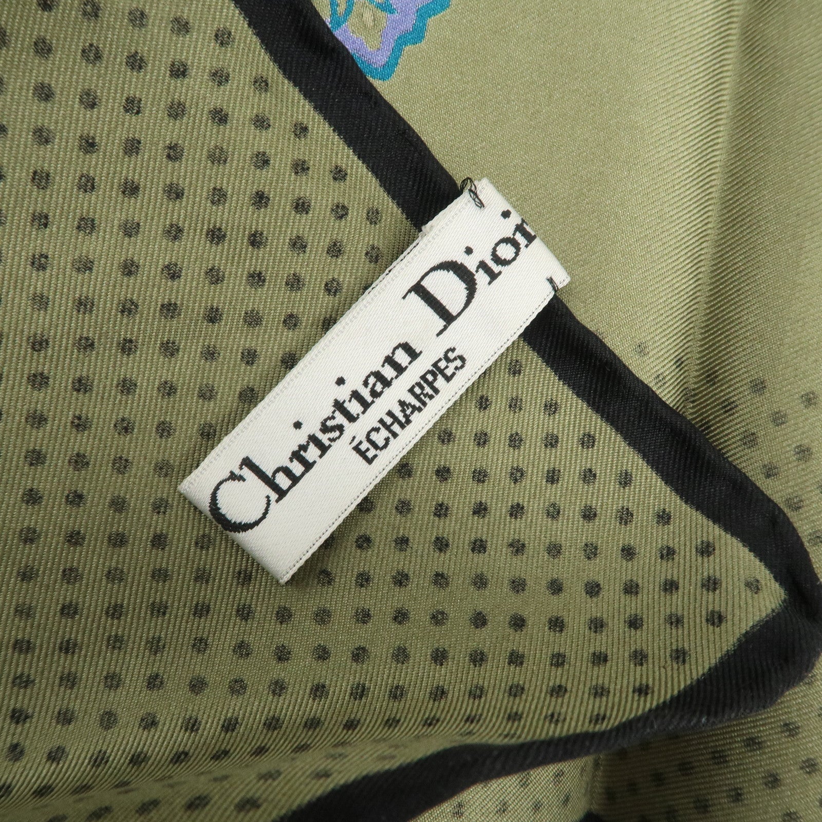 Christian Dior Silk 100 % 90ﾃ・0 Scarf Stole Khaki