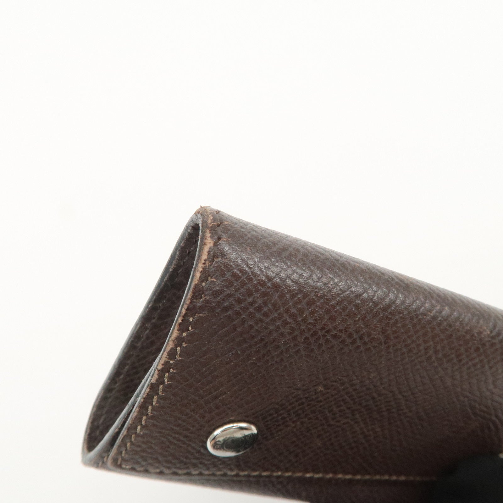 HERMES Etui Cles 4 Veau Epsom Leather L Stamped Key Case Dark Brown