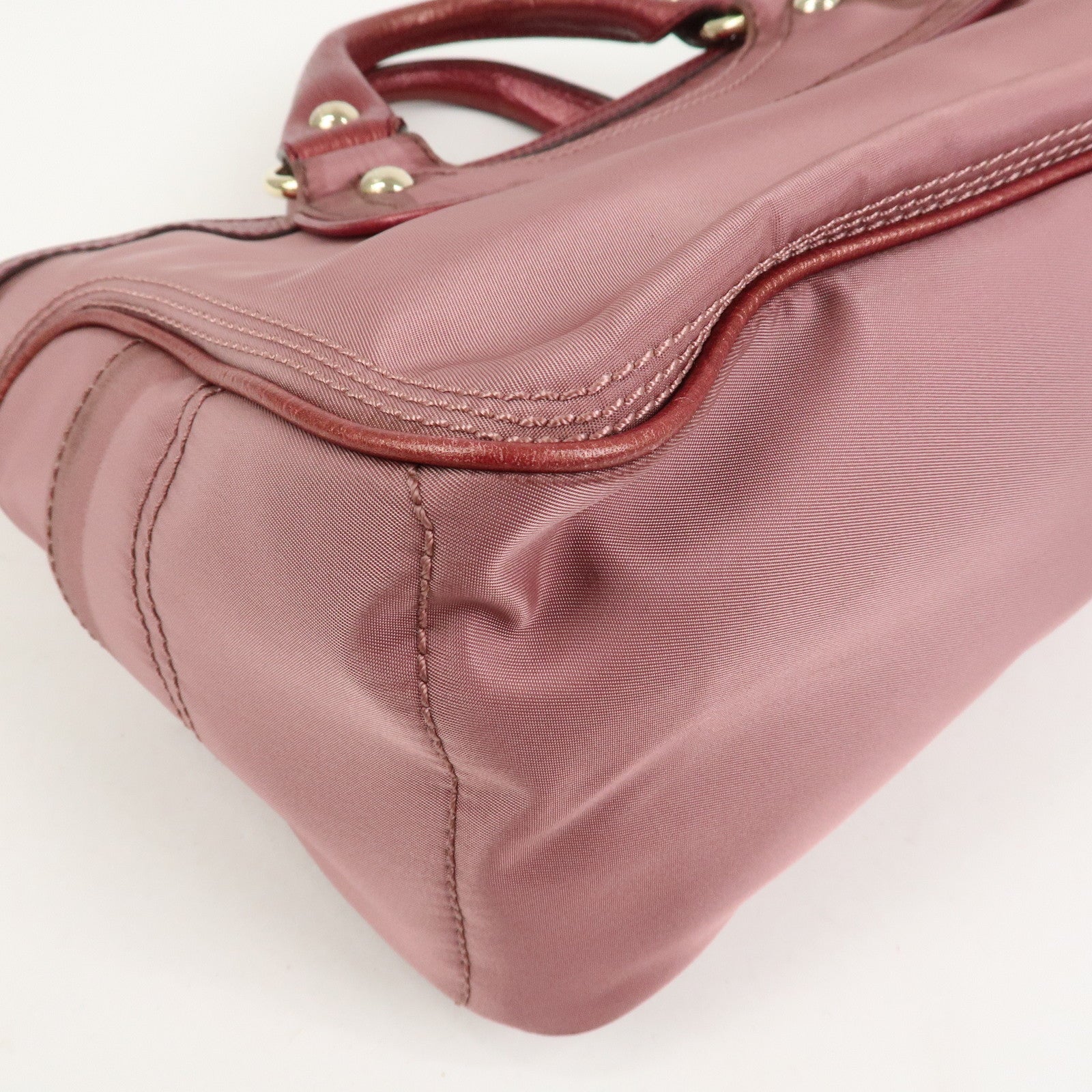 CELINE Logo Nylon Leather Boogie Bag Hand Bag Pink