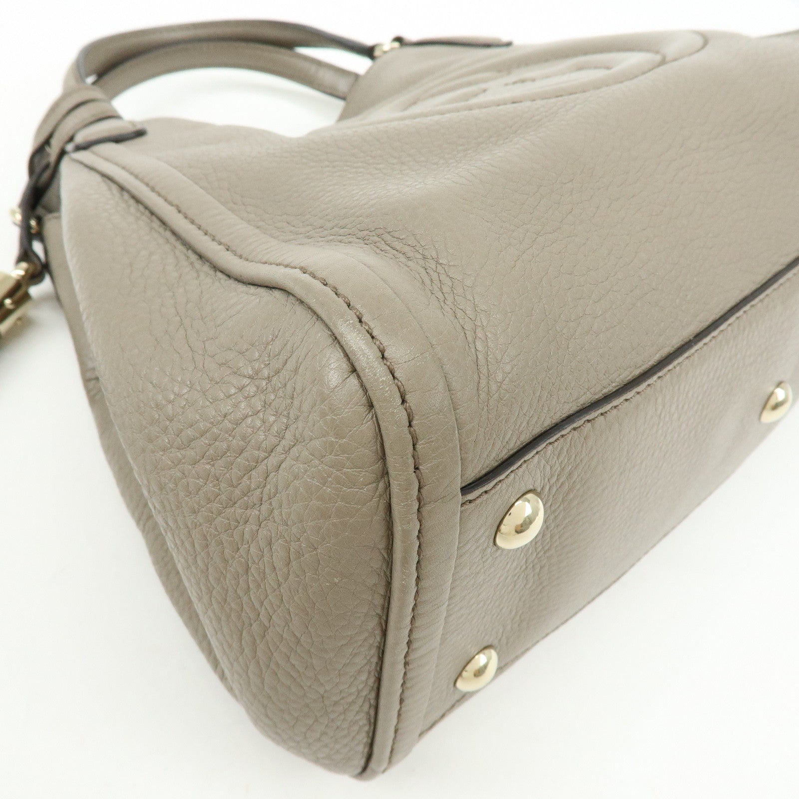 GUCCI SOHO Interlocking G Calf Leather 2Way Hand Bag Gray 336751