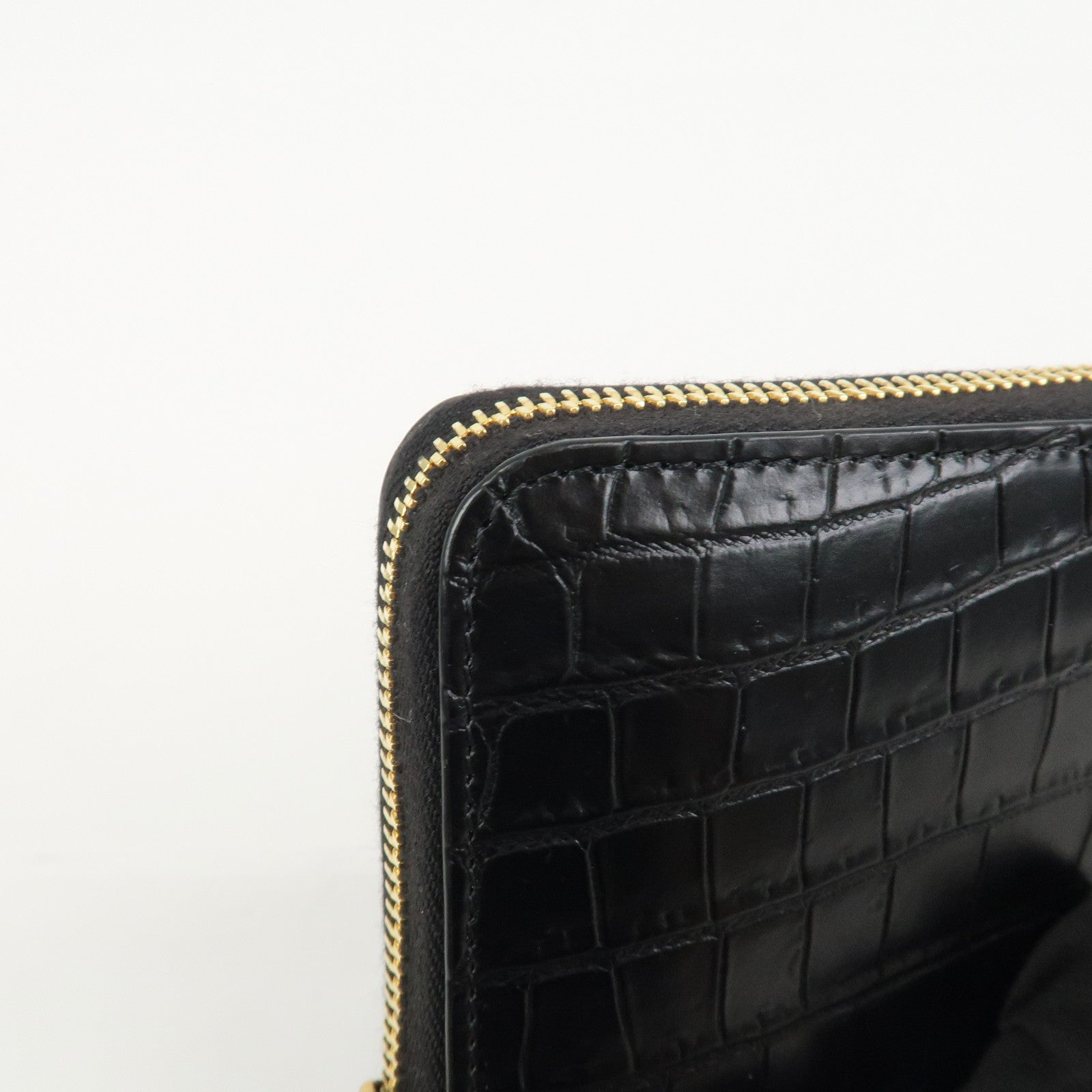 SAINT LAURENT Logo Emboss Leather Zippy Long Wallet Black