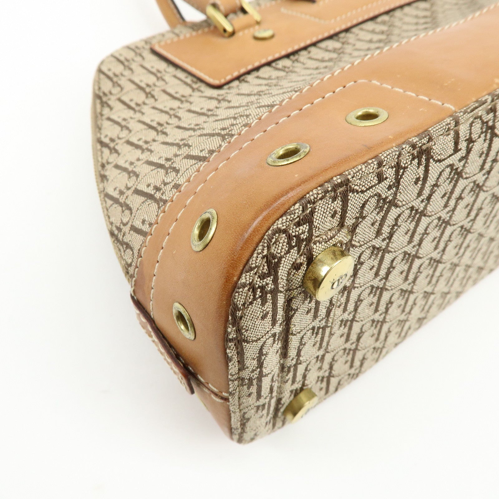 Christian Dior Trotter Street Chic Jacquard Canvas Leather Hand Bag