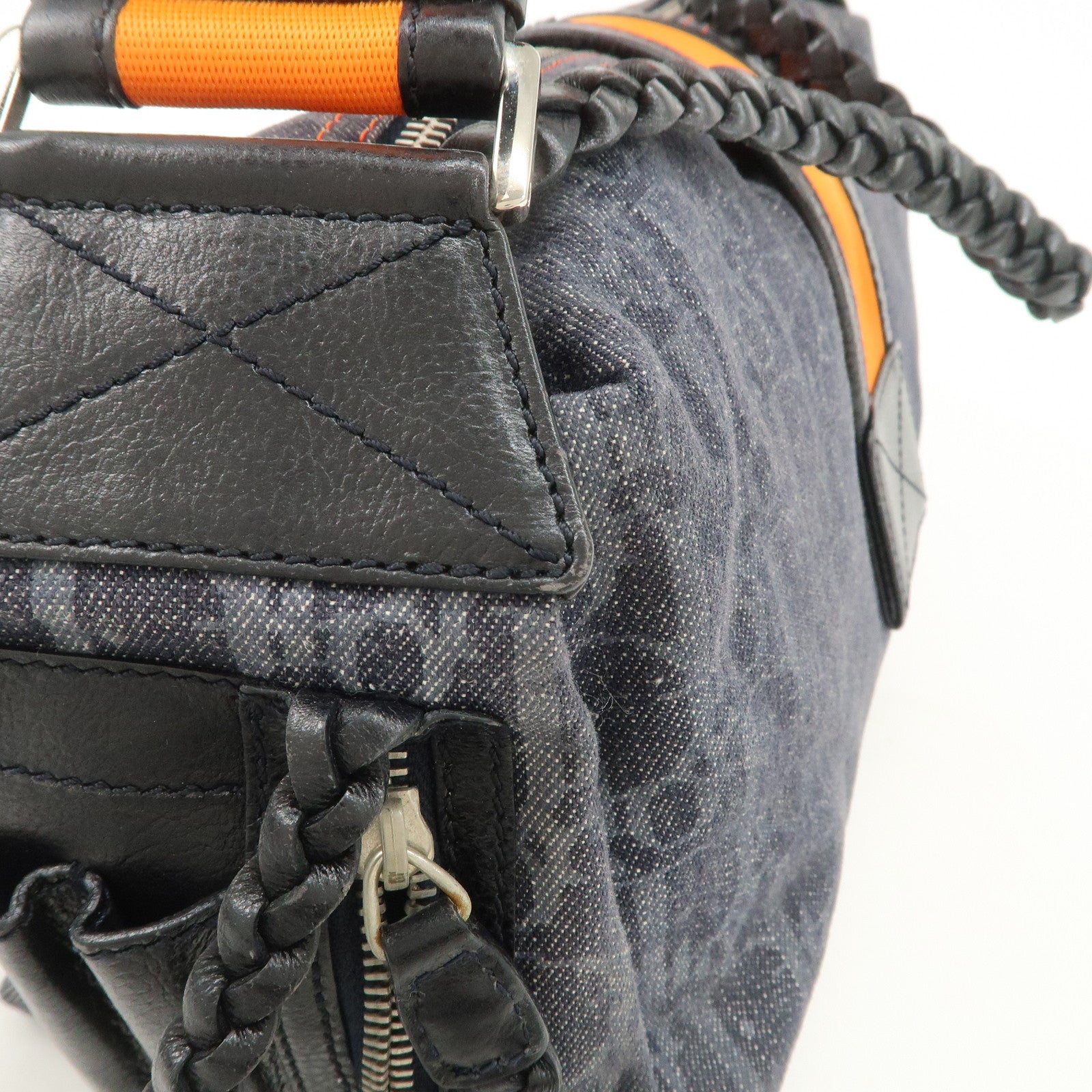 Christian Dior Flight Line Trotter Denim Leather Shoulder Bag