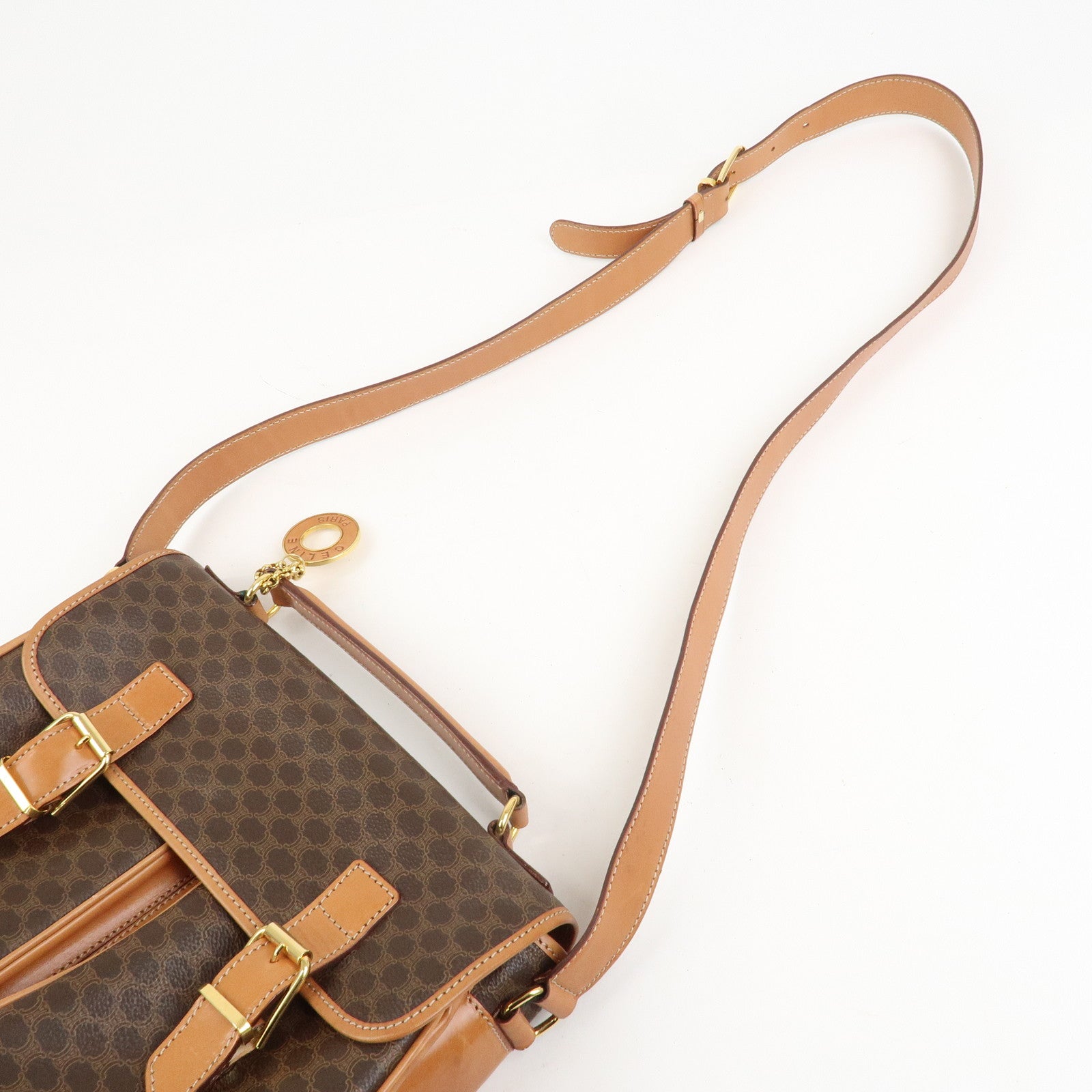 CELINE Macadam PVC Canvas Leather 2WAY Bag Shoulder Bag Brown