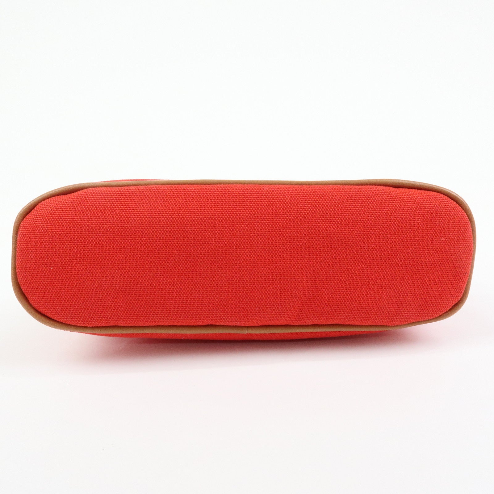 HERMES Canvas Leather Bolide Pouch Mini Cosmetic Makeup Pouch Red