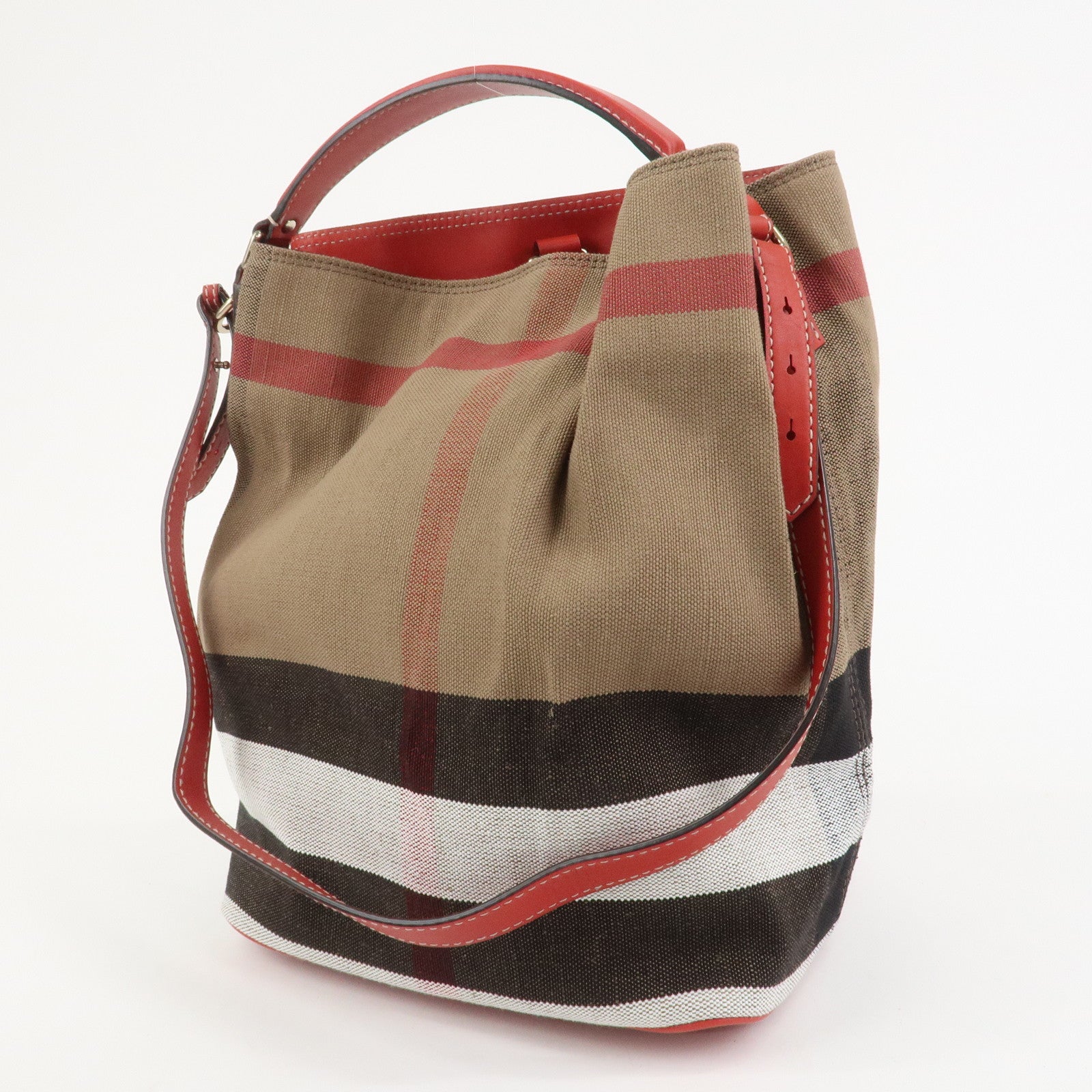 Burberry Ashby Canvas Leather 2Way Bag Shoulder Bag Brown Red