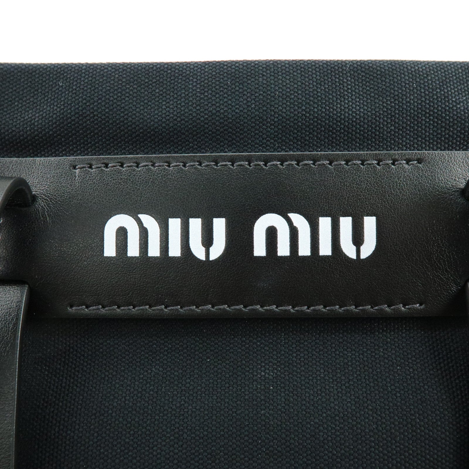 MIU MIU Canvas Leather Tote Bag Hand Bag Shoulder Bag Black