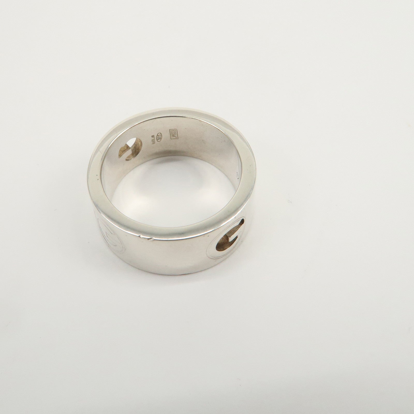 GUCCI Logo Metal Ring SV925 #12 Silver