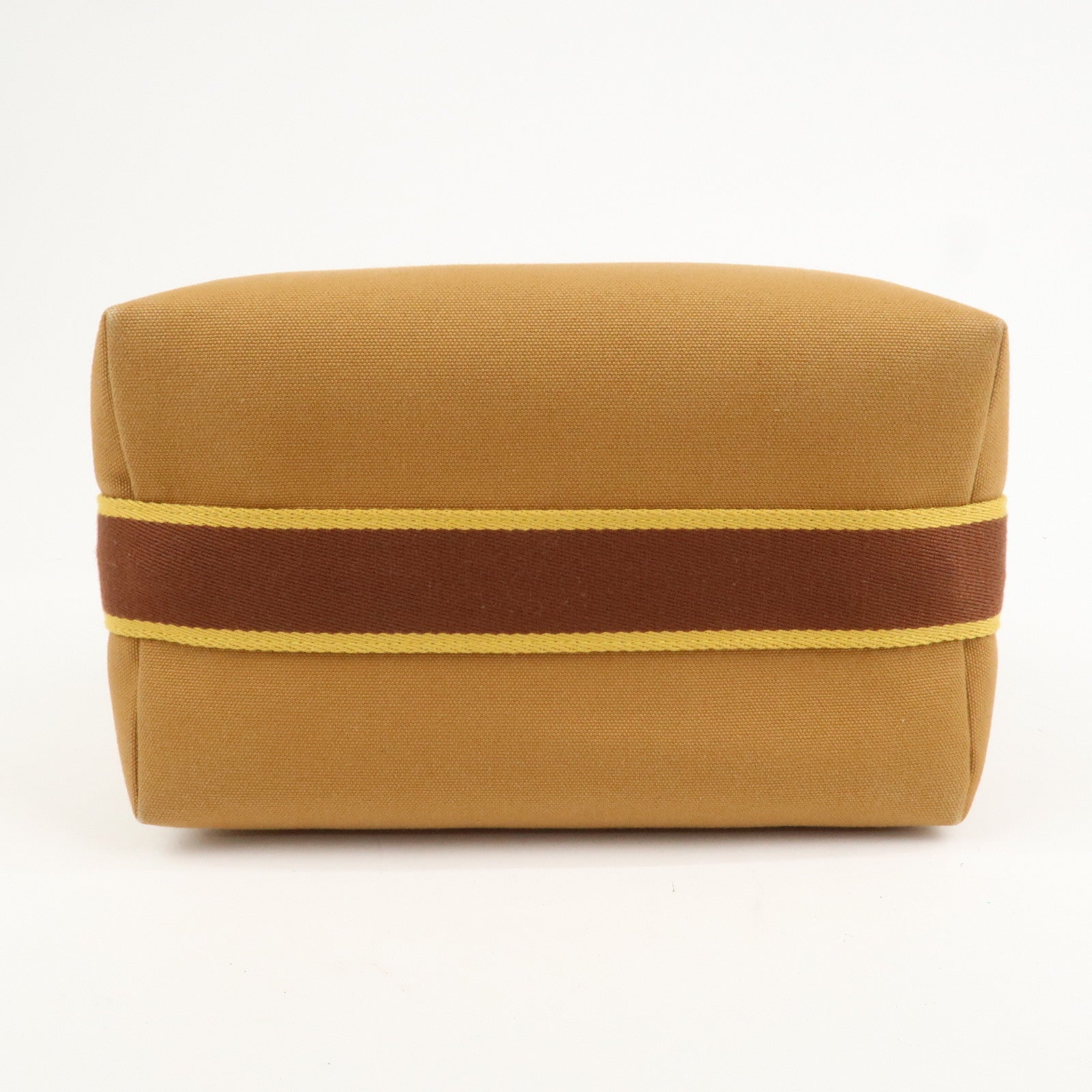 HERMES Bride A Brac GM Canvas Hand Bag Cosmetic Pouch Brown