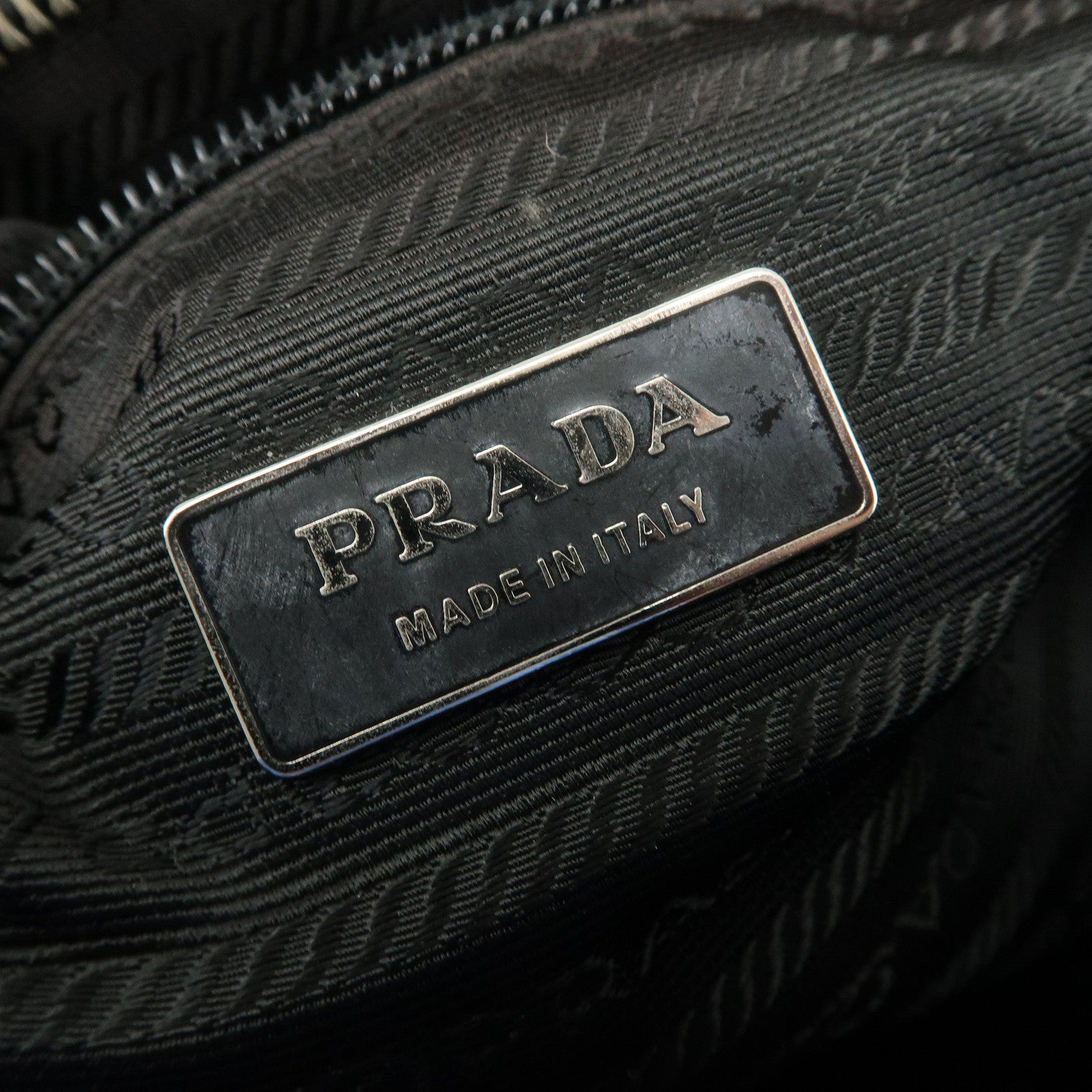 PRADA Triangle Logo Nylon Leather Shoulder Bag Hand Bag Black