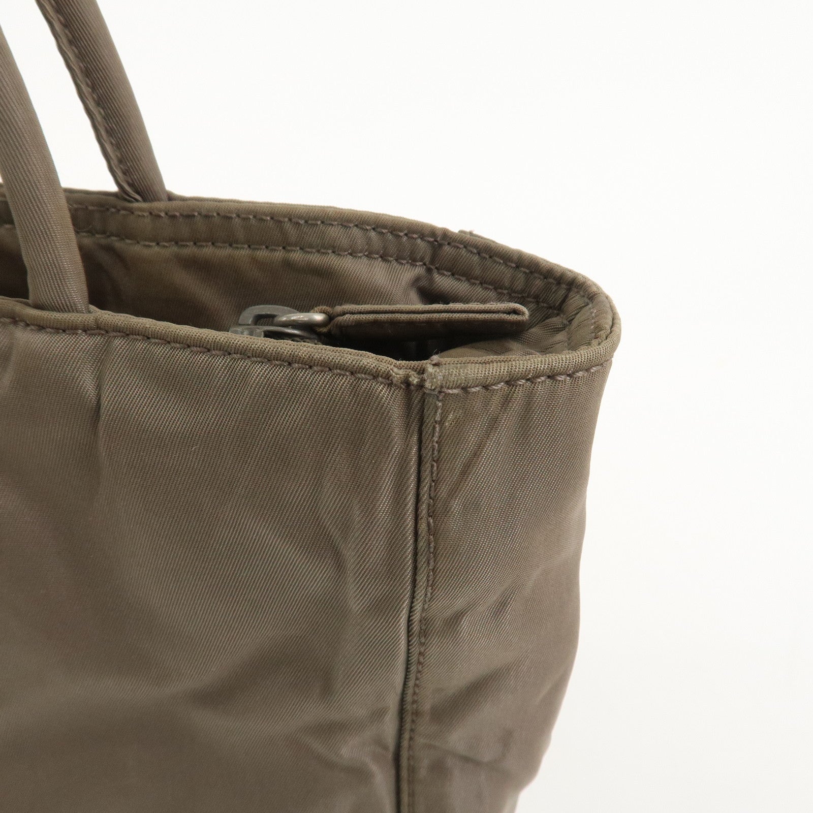 PRADA Triangle Logo Nylon Tote Bag Hand Bag Gray