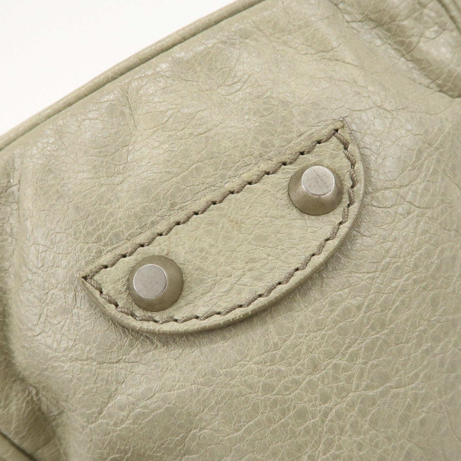 BALENCIAGA Leather Classic Reporter Shoulder Bag Beige 272861