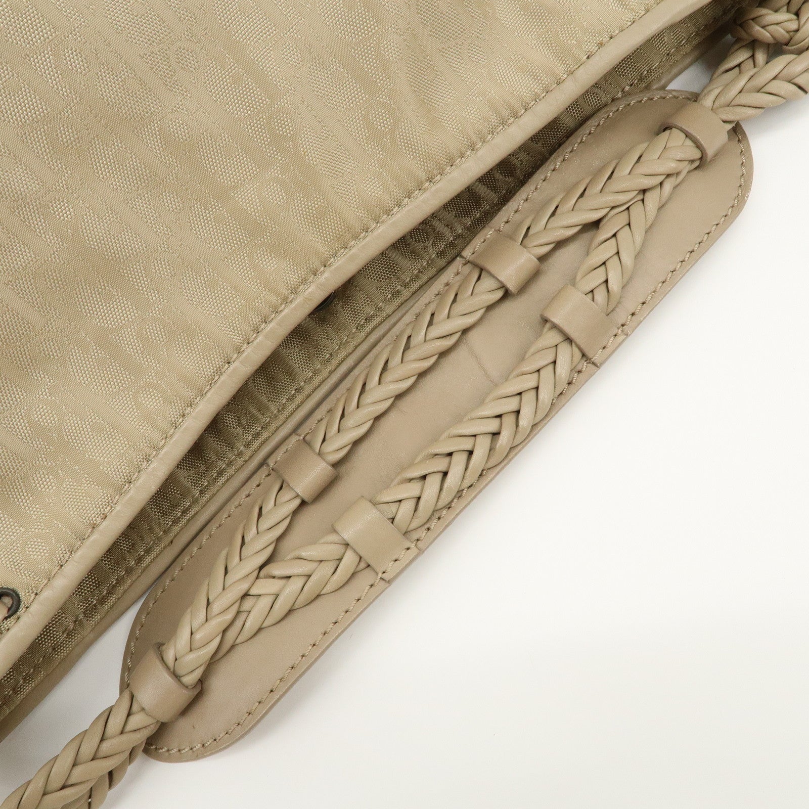 Christian Dior Trotter Nylon Leather Shoulder Bag Hand Bag Beige