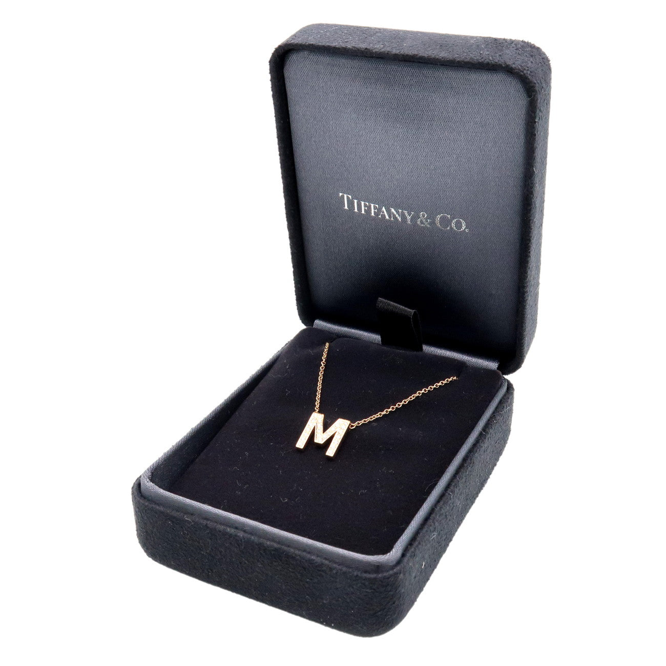 Tiffany & Co Letter Initial M Necklace K18PG 750PG Rose Gold
