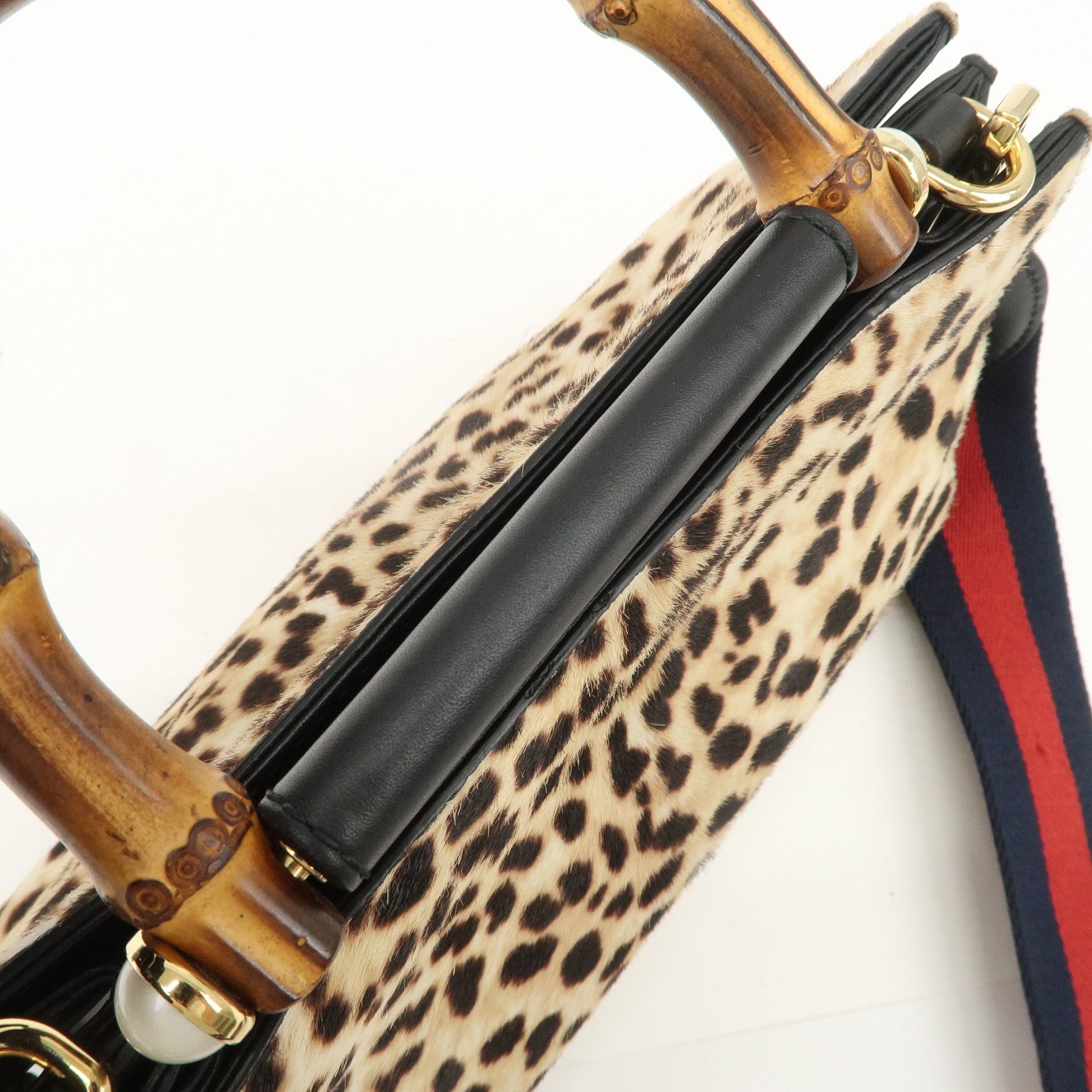 GUCCI Nimfair Bamboo Sherry Unborn Calf Leather 2Way Bag 470271 Used