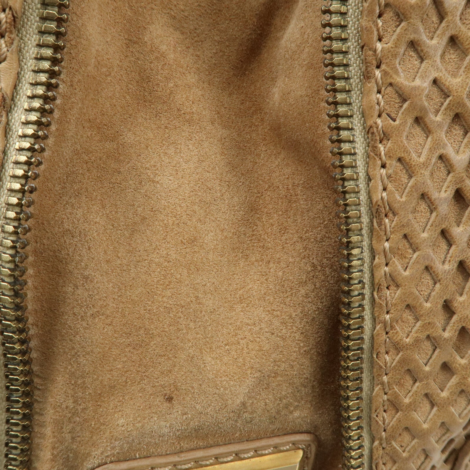 JIMMY CHOO Leather Shoulder Bag Hand Bag Beige Gold Hardware