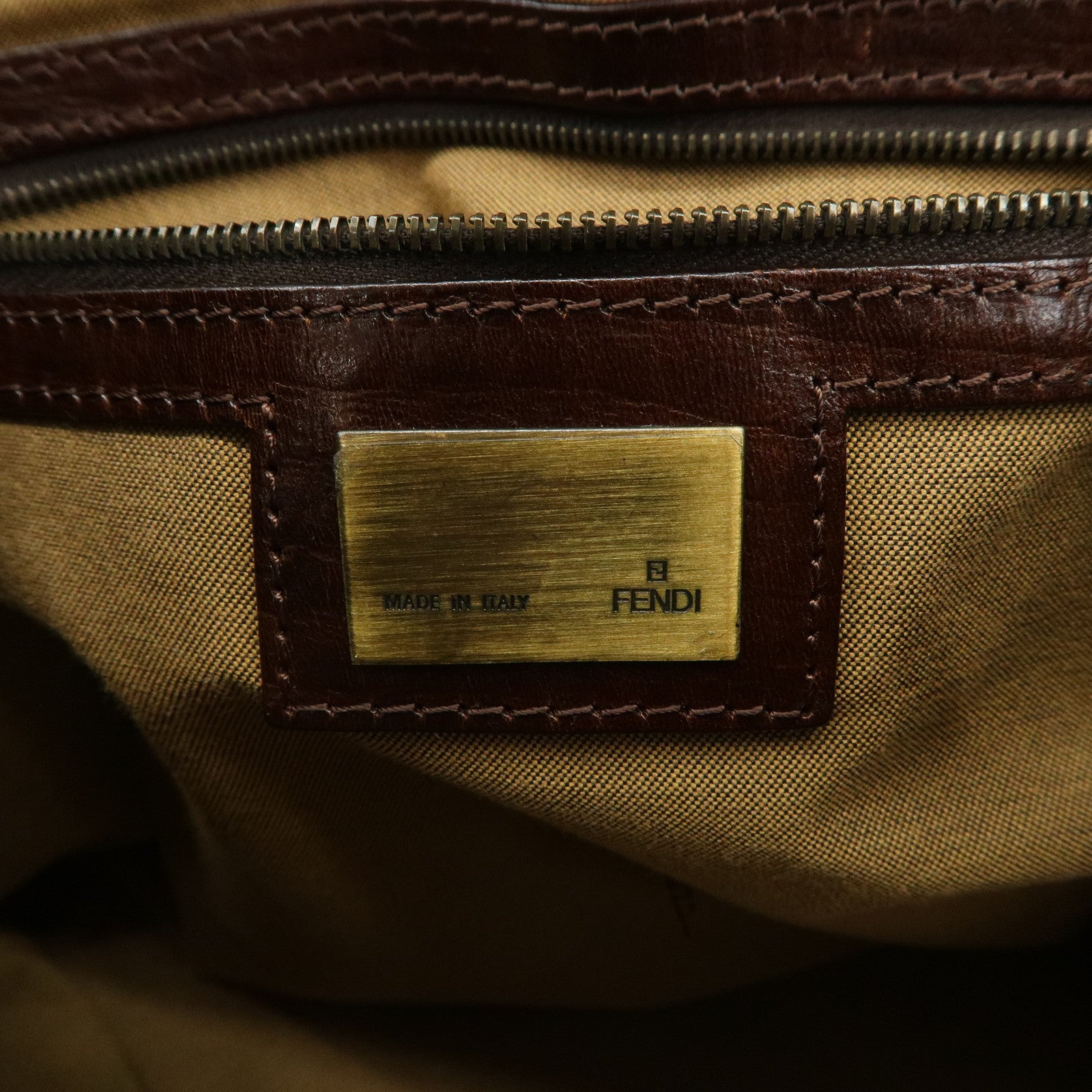 FENDI Ethnico Zucca Canvas Leather Tote Bag Shoulder Bag 8BN157