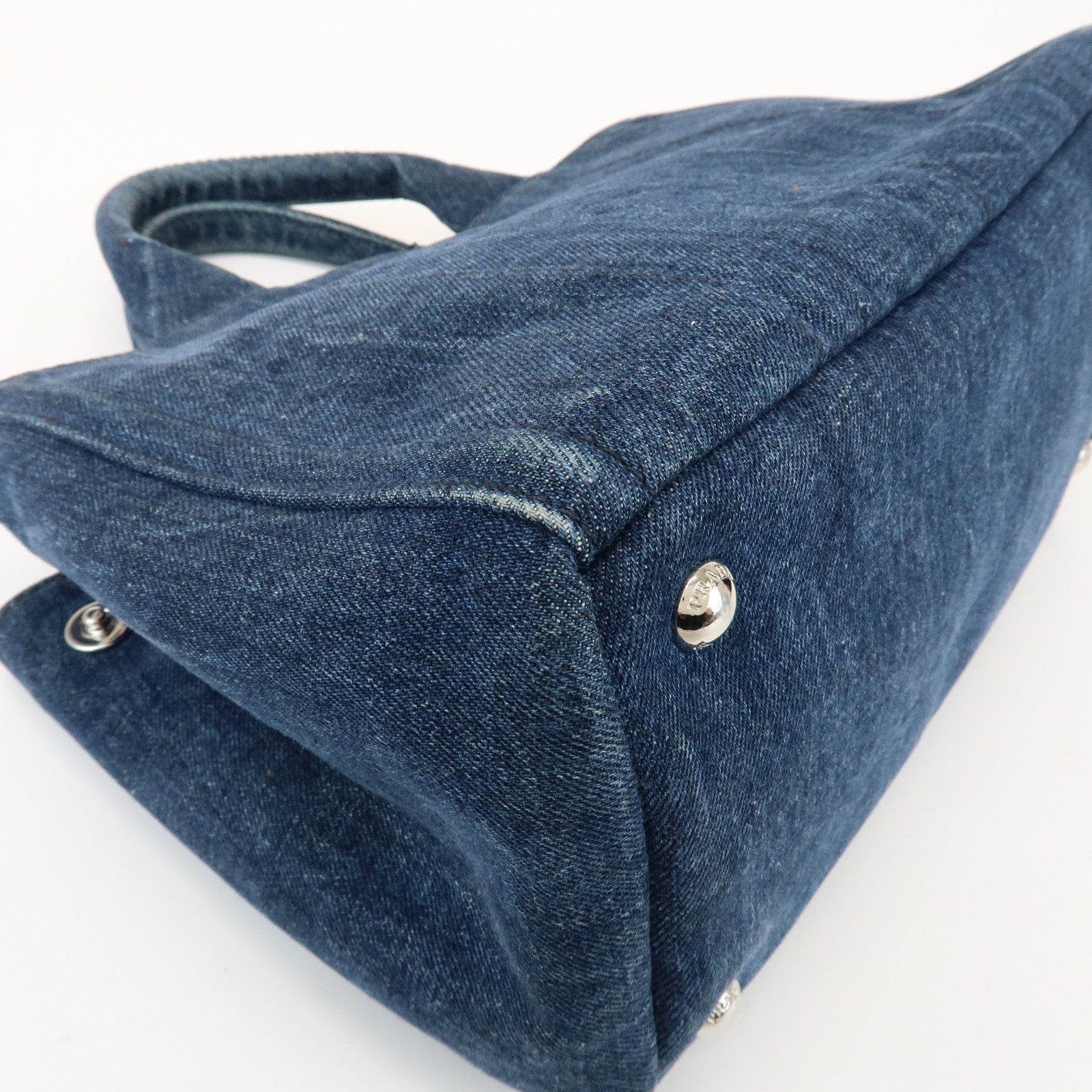 PRADA Canapa Mini 2Way Bag Hand Shoulder Bag Denim Blue B2439G