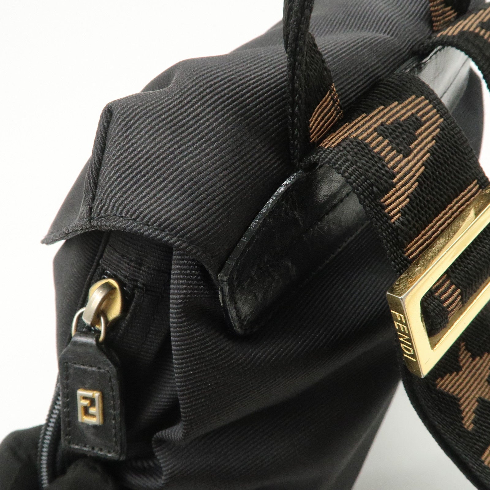 FENDI Nylon Leather Back Pack Black Gold Hardware 263390