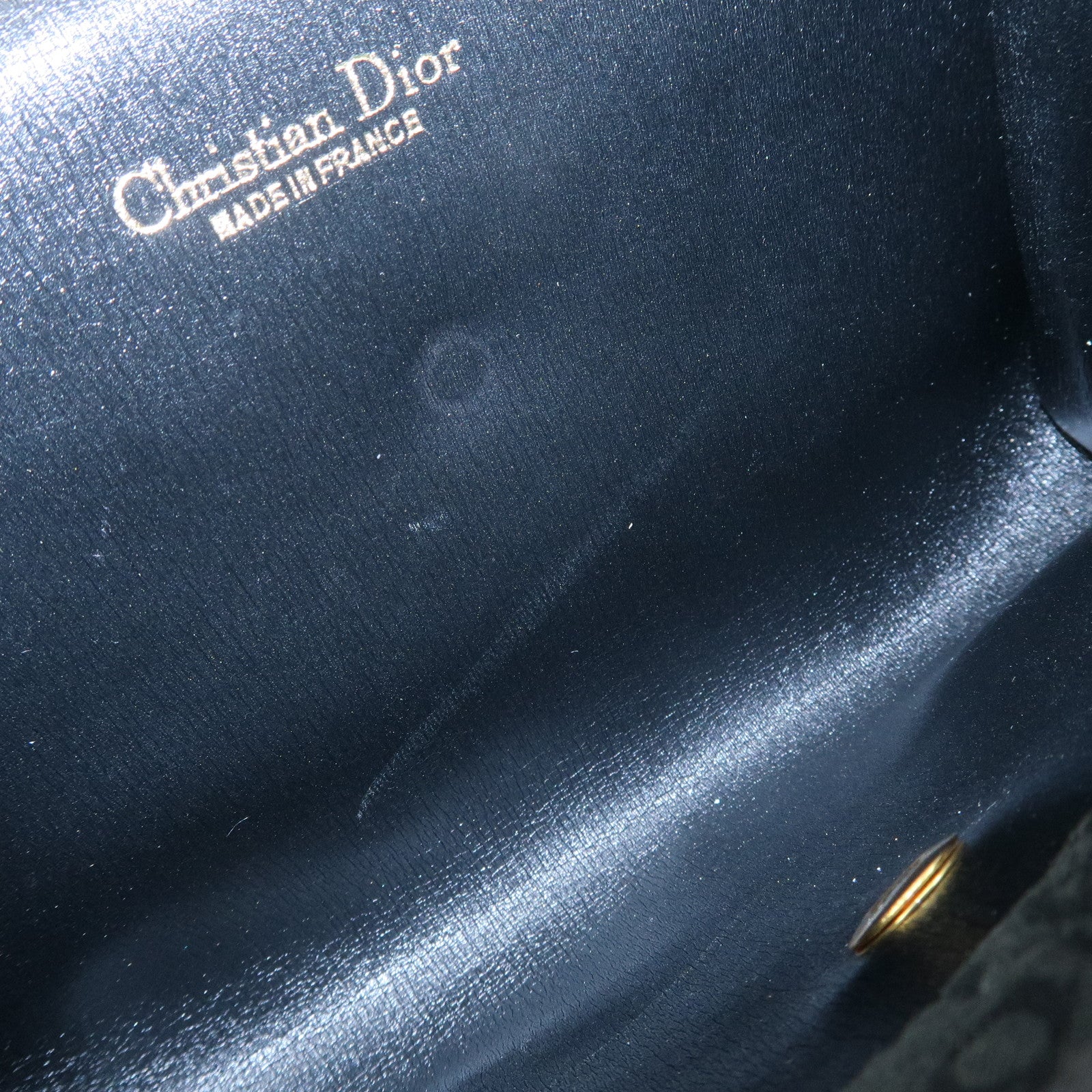 Christian Dior Trotter Leather Canvas Chain Shoulder Bag Black