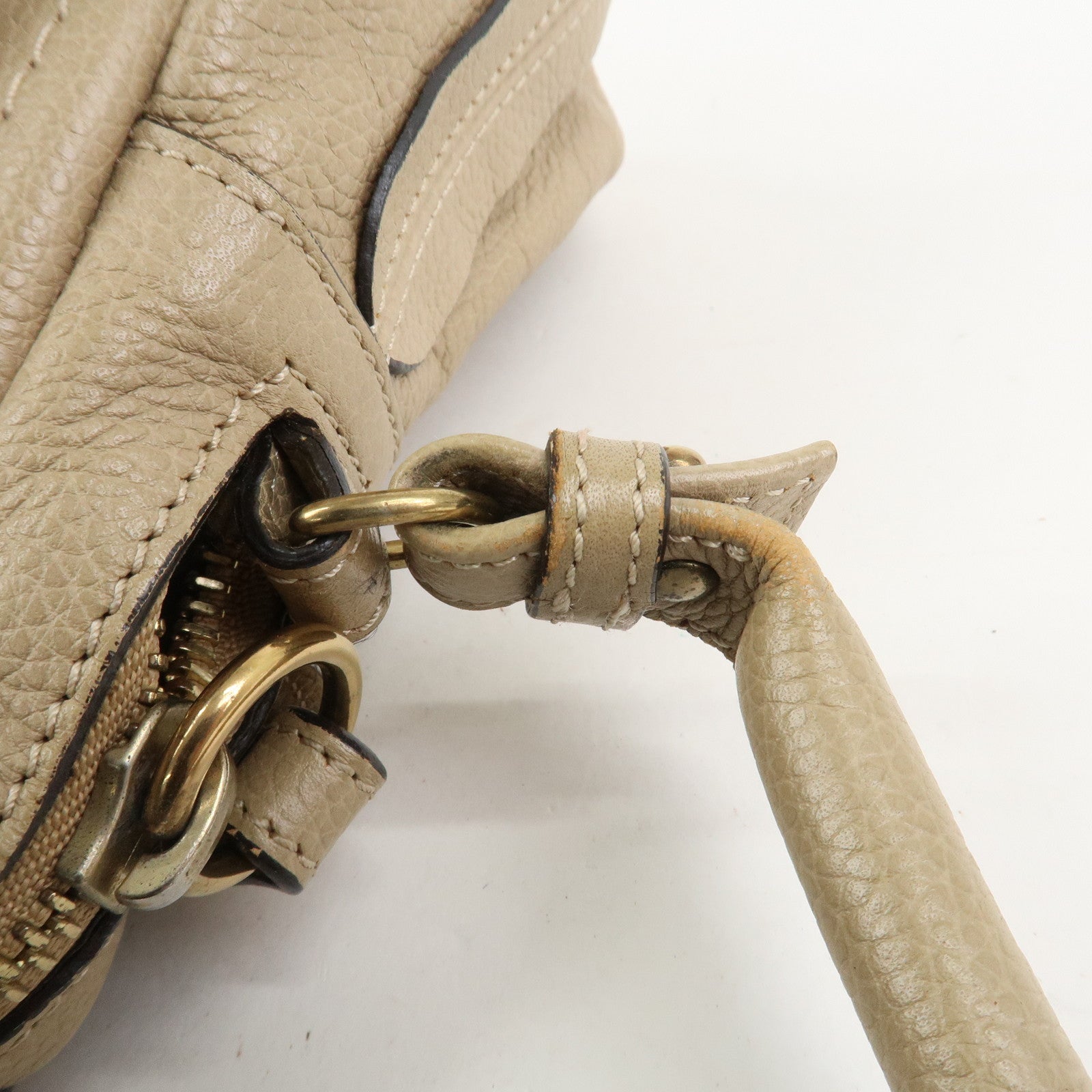 Chloe Parati Leather 2WAY Bag Shoulder Bag Beige