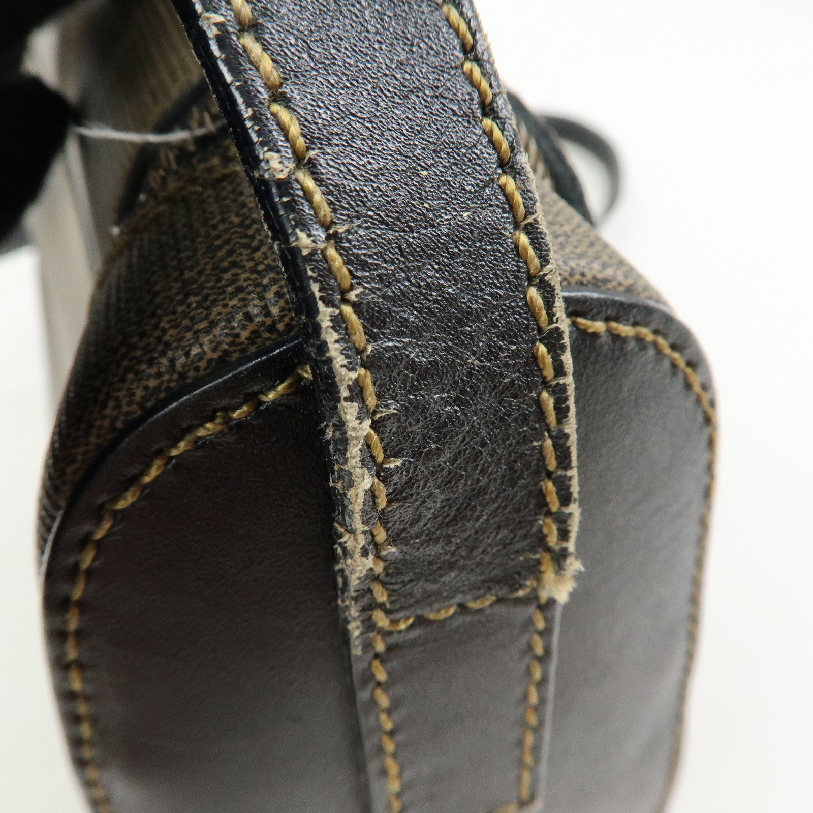 FENDI PVC Canvas Leather Shoulder Bag Crossbody Bag Brown 25933